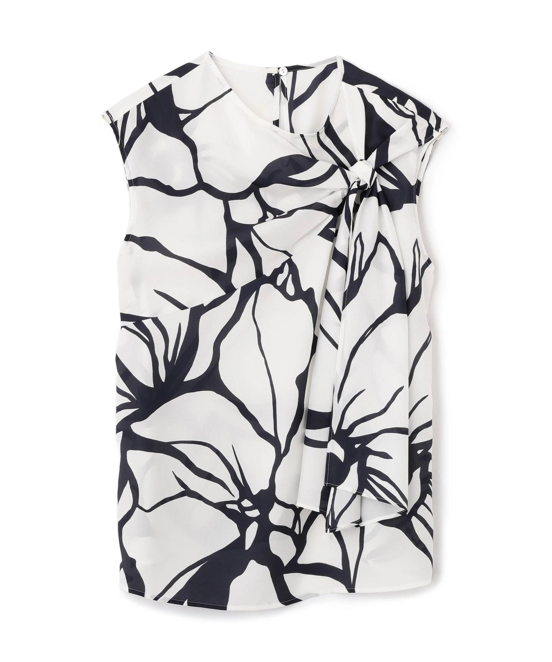 アートフラワープリントブラウス ホワイト系1