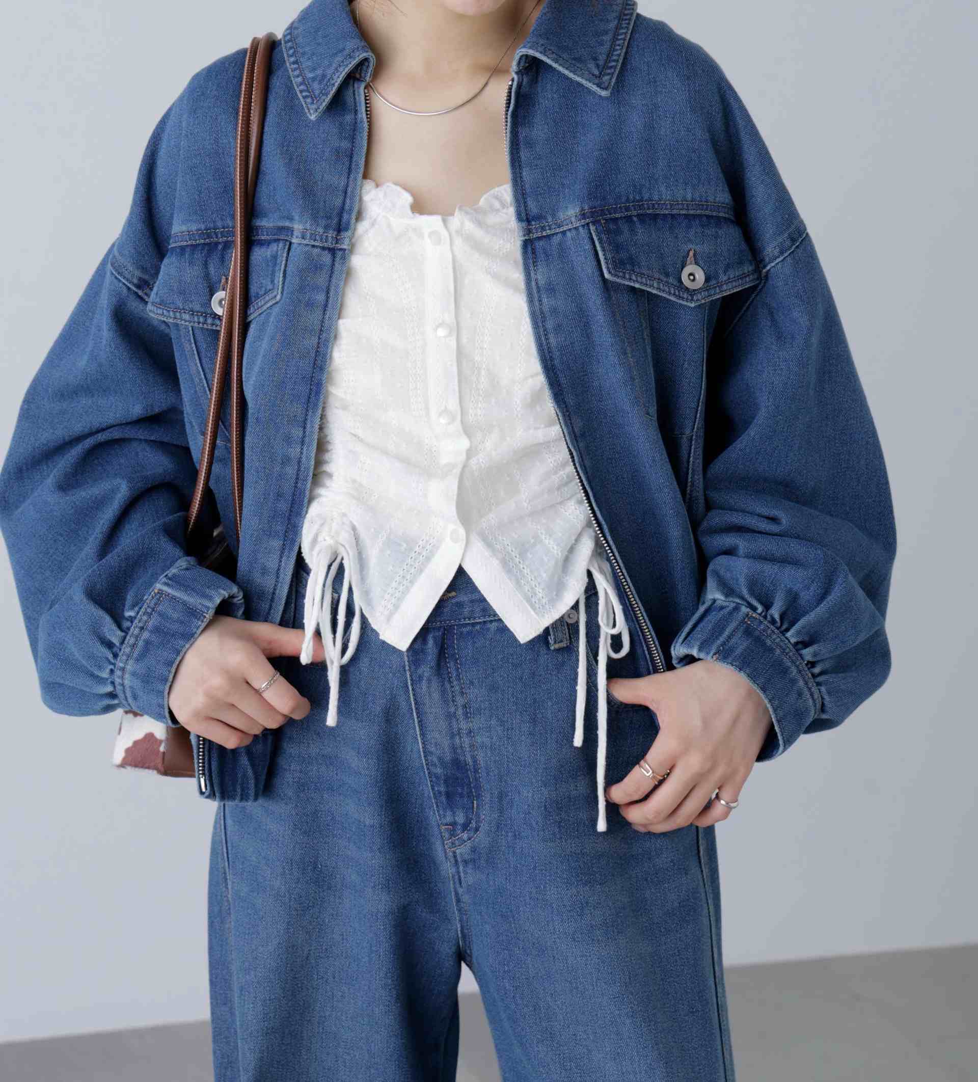 オーバーサイズデニムジャケット ライトインディゴオーバーダイ1