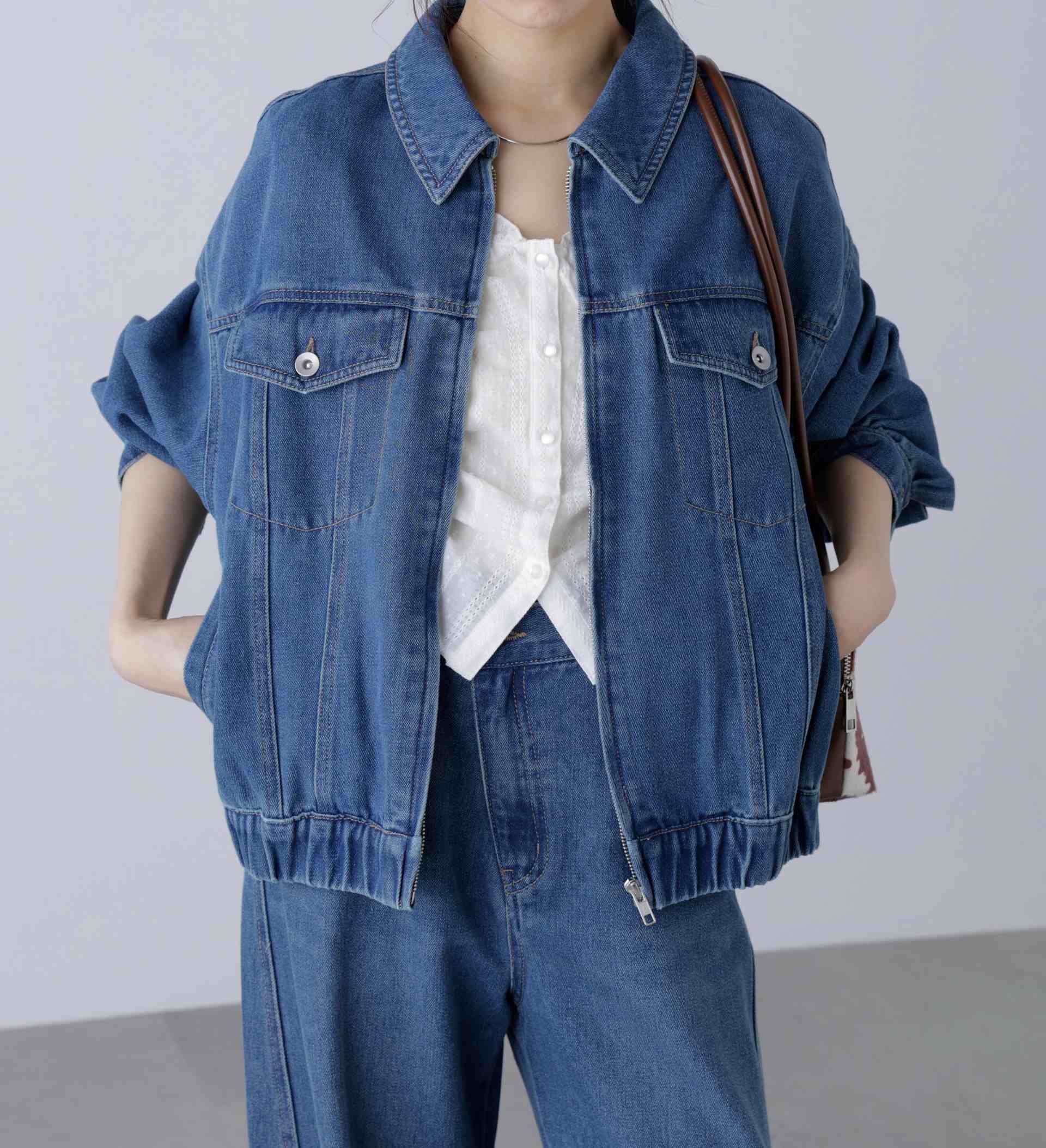 オーバーサイズデニムジャケット ライトインディゴオーバーダイ1