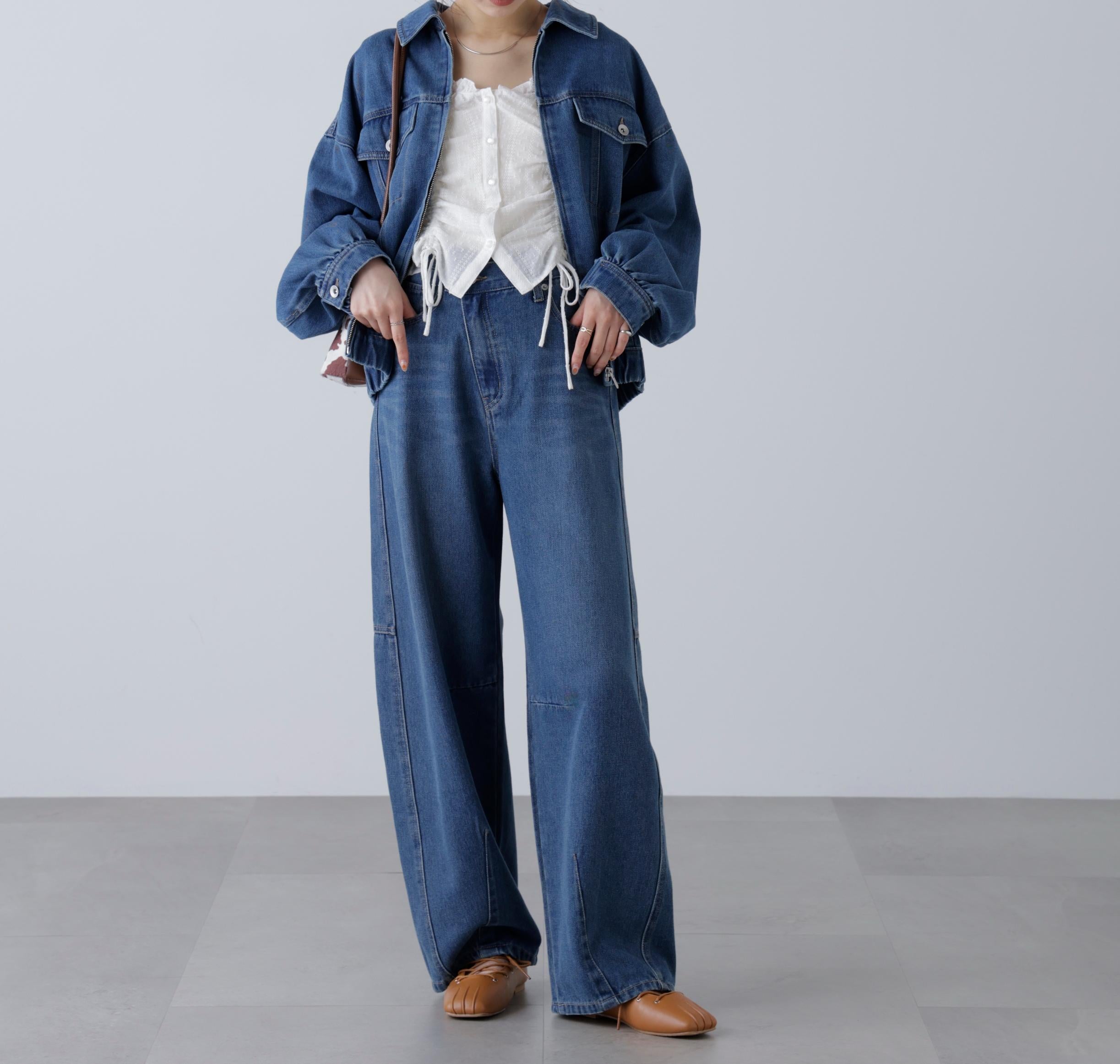 オーバーサイズデニムジャケット ライトインディゴオーバーダイ1