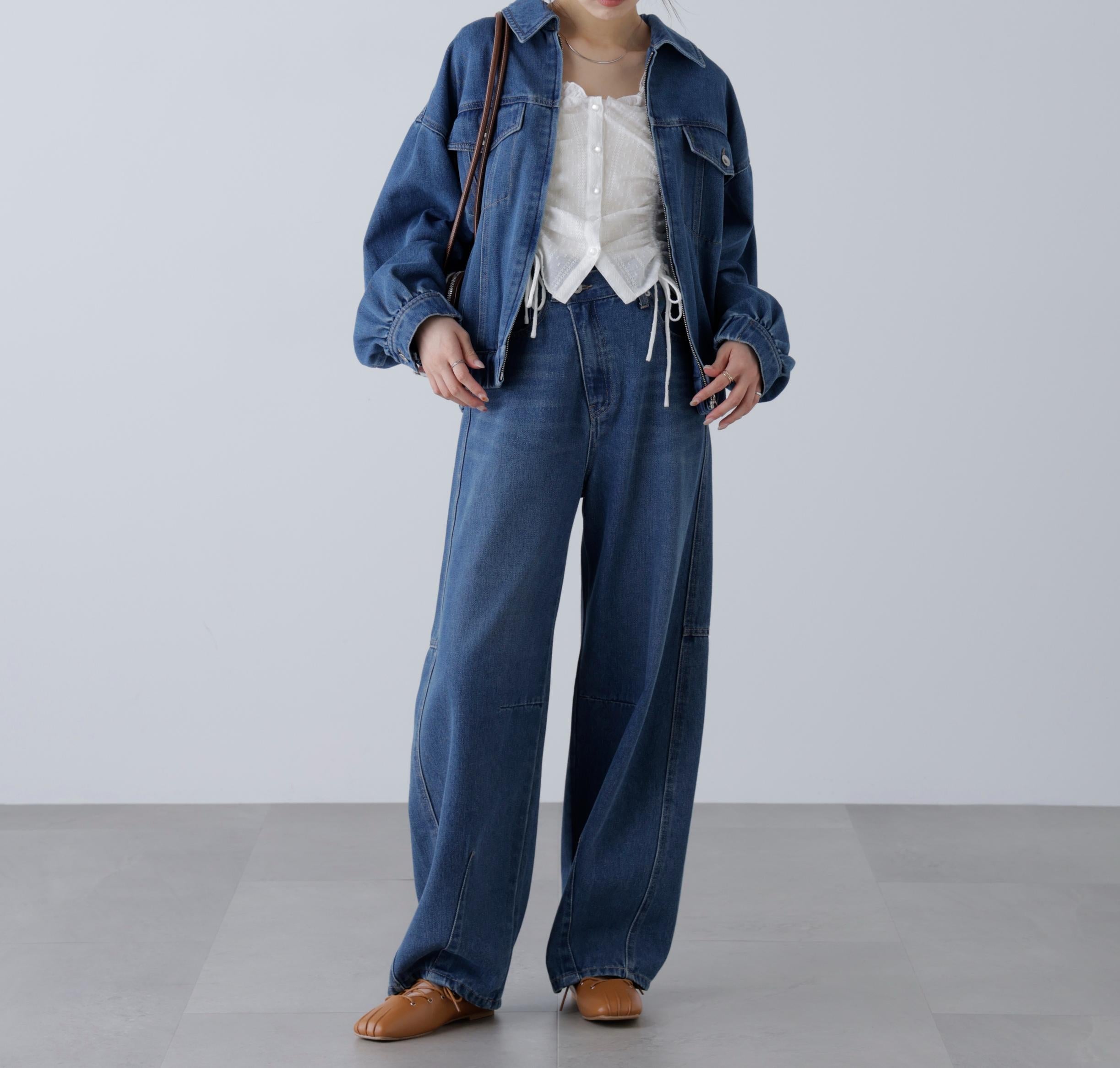 オーバーサイズデニムジャケット ライトインディゴオーバーダイ1