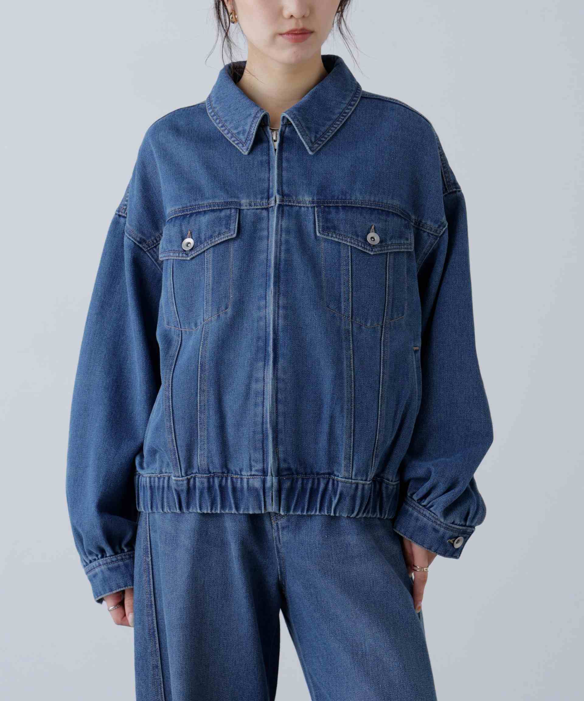 オーバーサイズデニムジャケット ライトインディゴオーバーダイ1