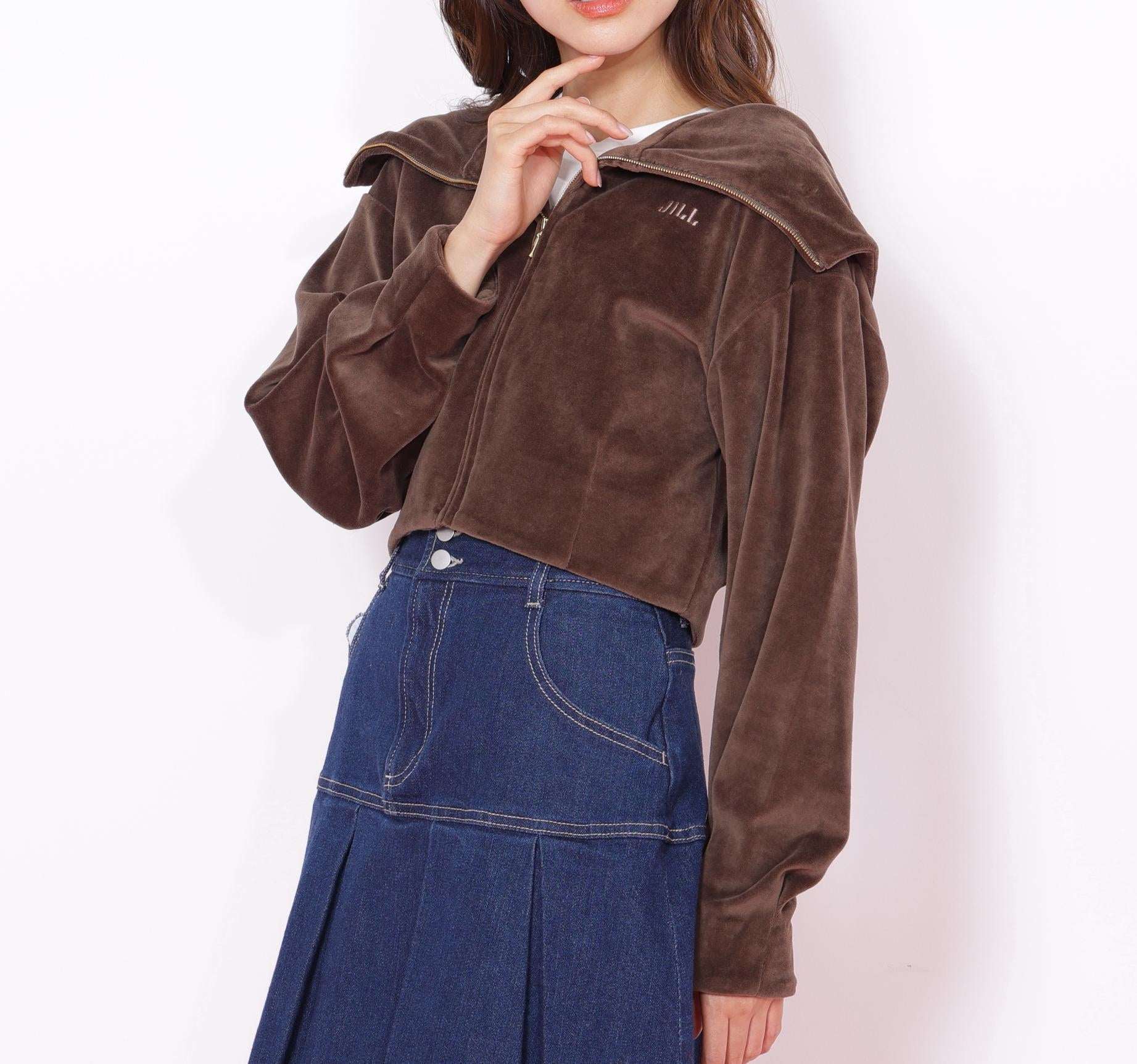 ベロアフーディ ブラウン