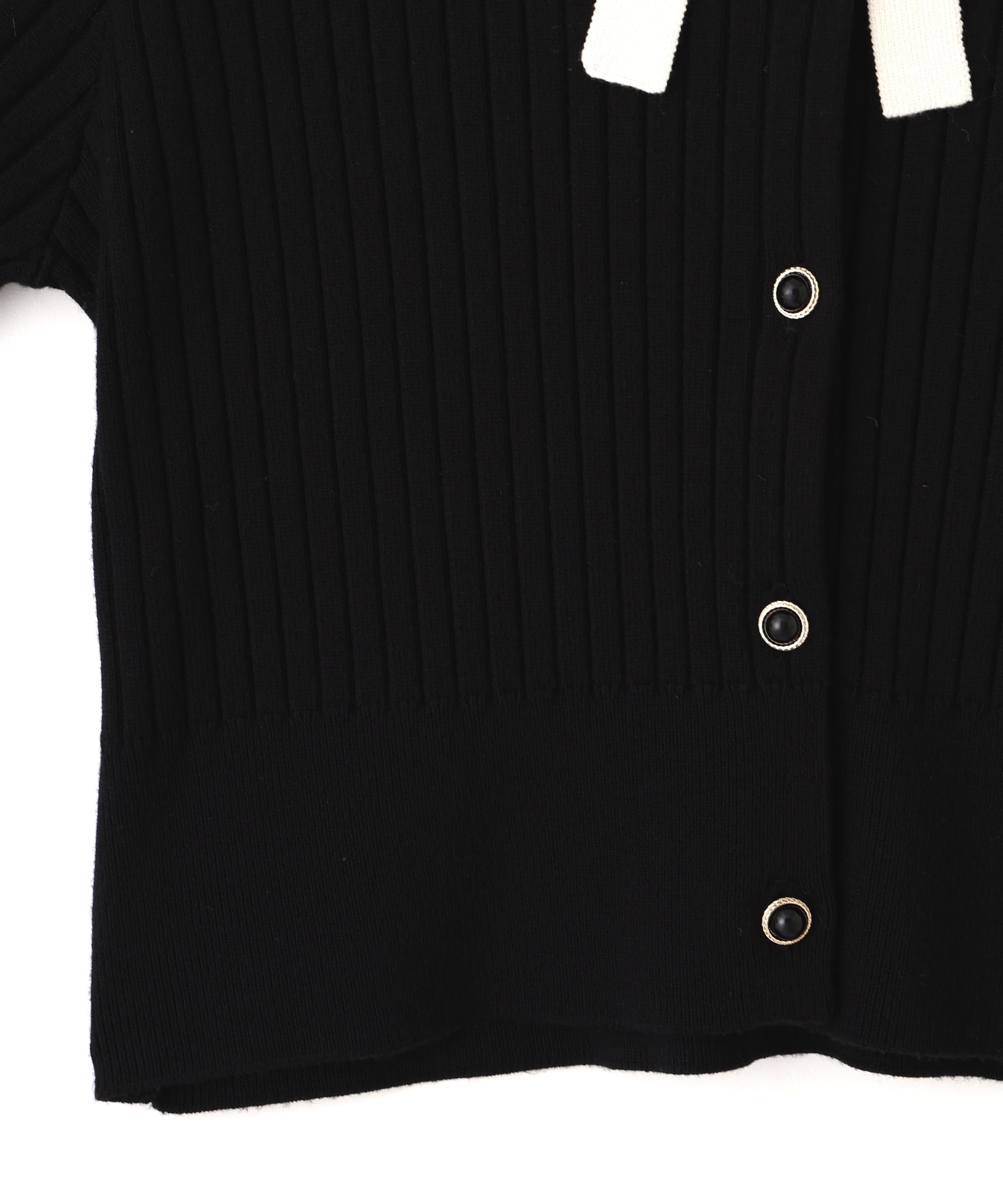 袖フェイクファーカーデトップス ブラック