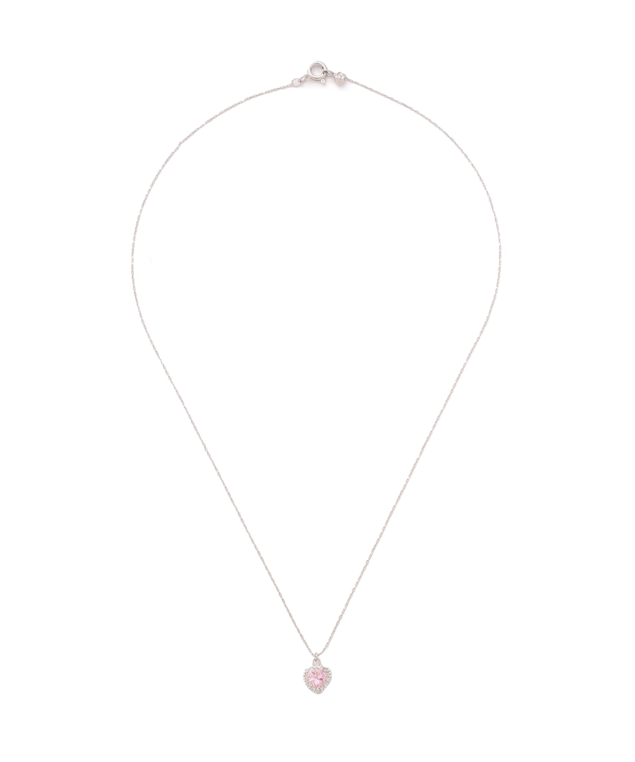 Cubic プチハートネックレス ピンク