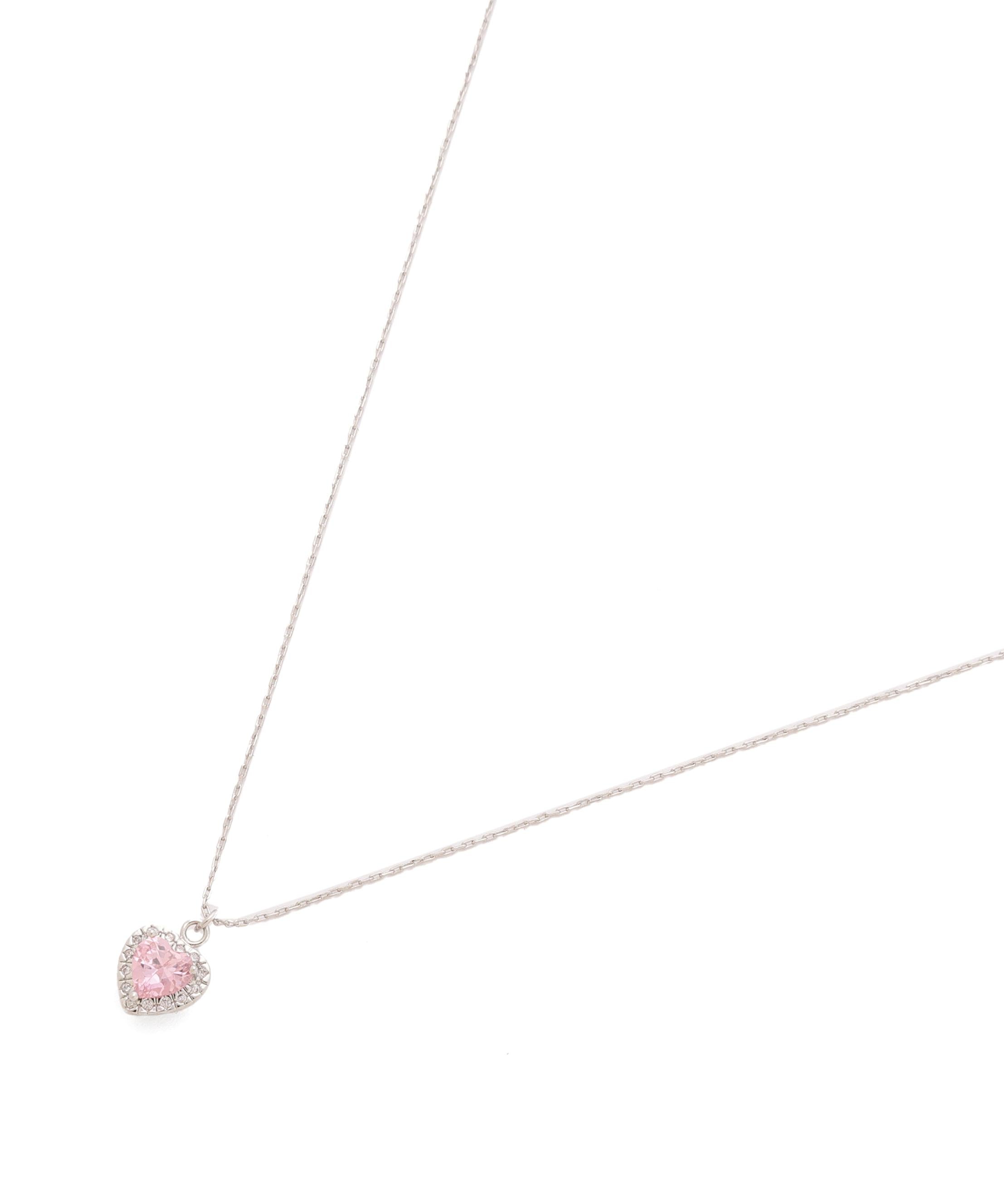 Cubic プチハートネックレス ピンク
