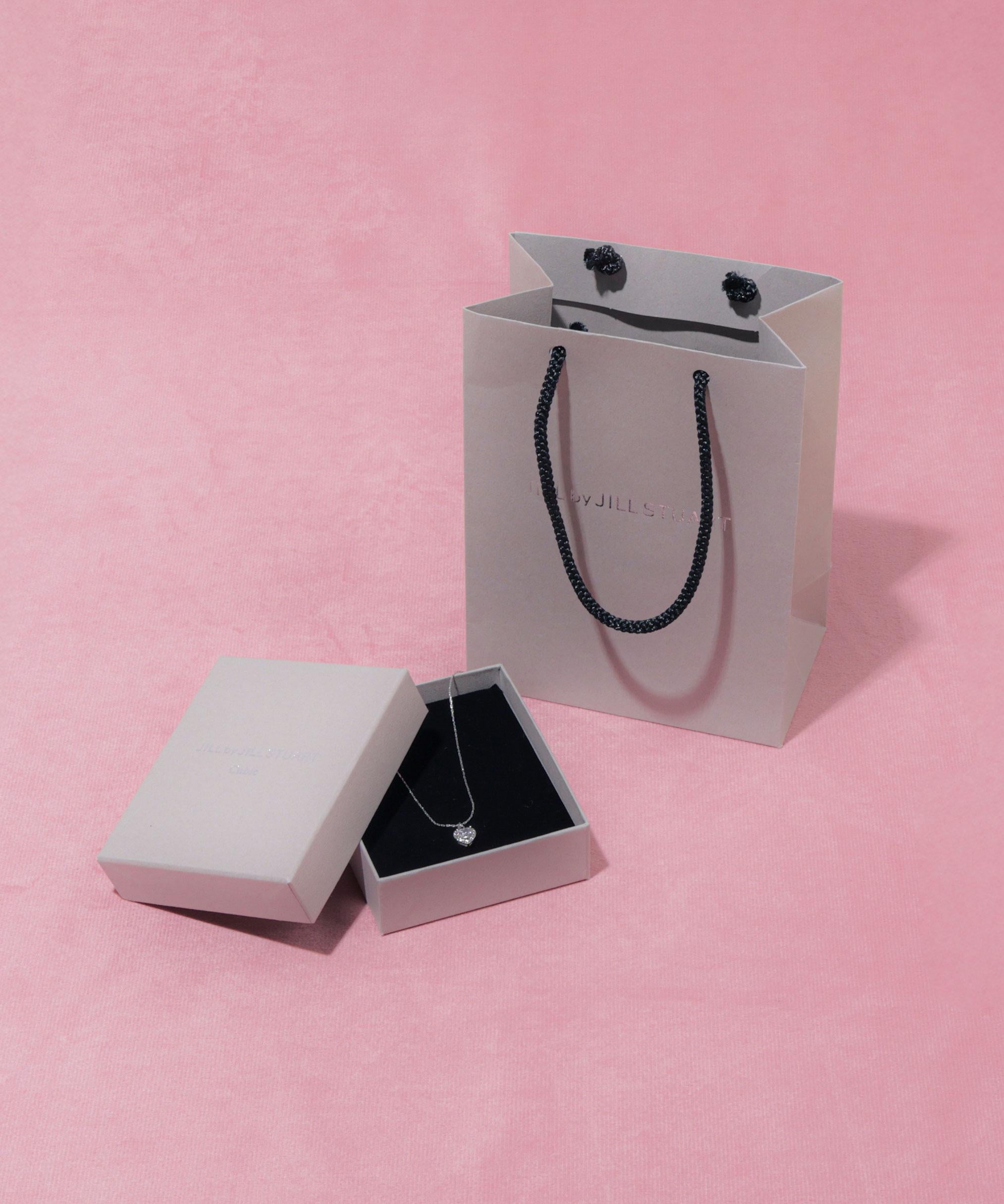 Cubic プチハートネックレス ピンク