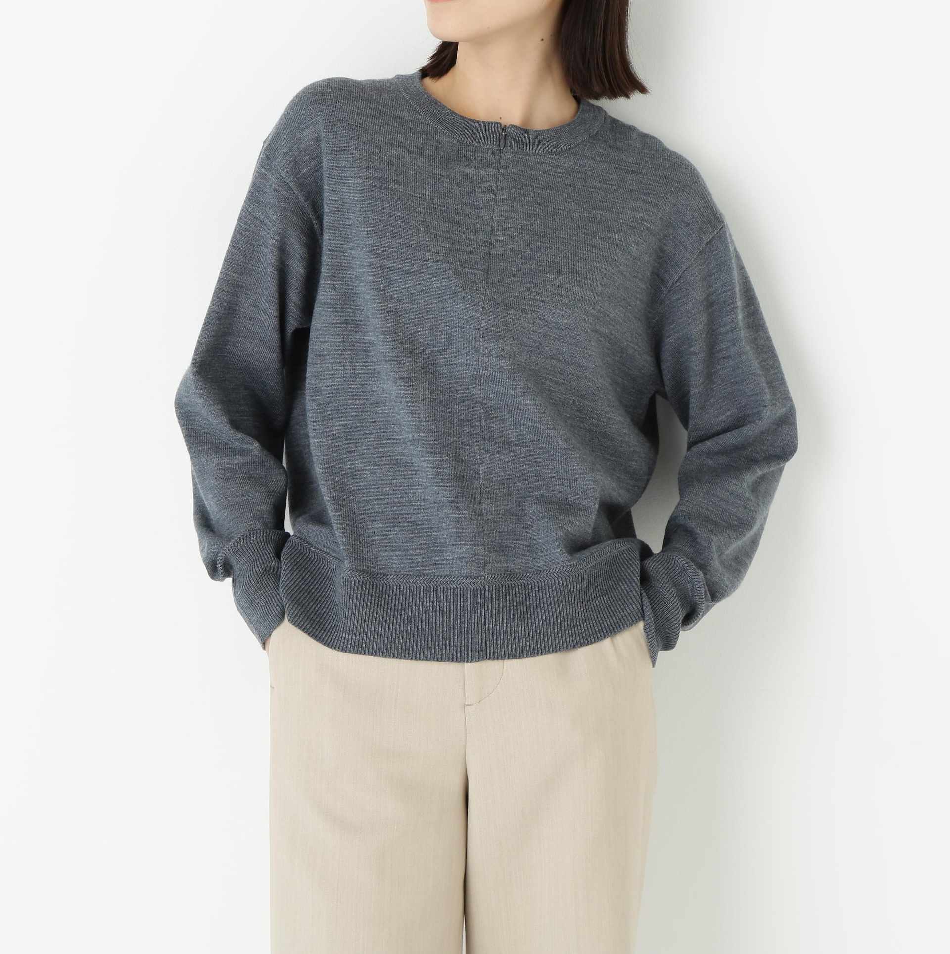 ハイゲージプレーティングスキッパー風プルオーバー グレー