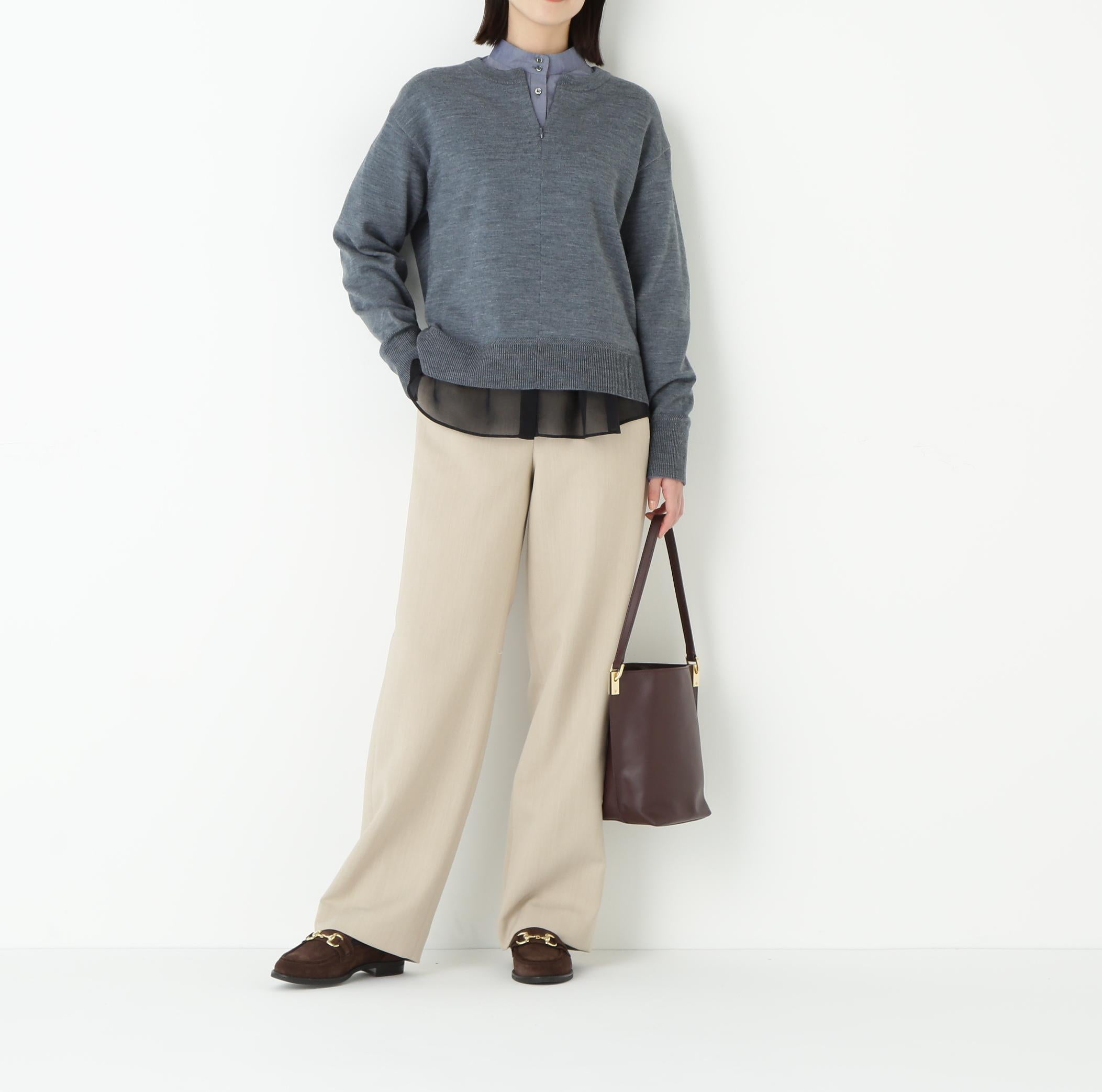 ハイゲージプレーティングスキッパー風プルオーバー グレー