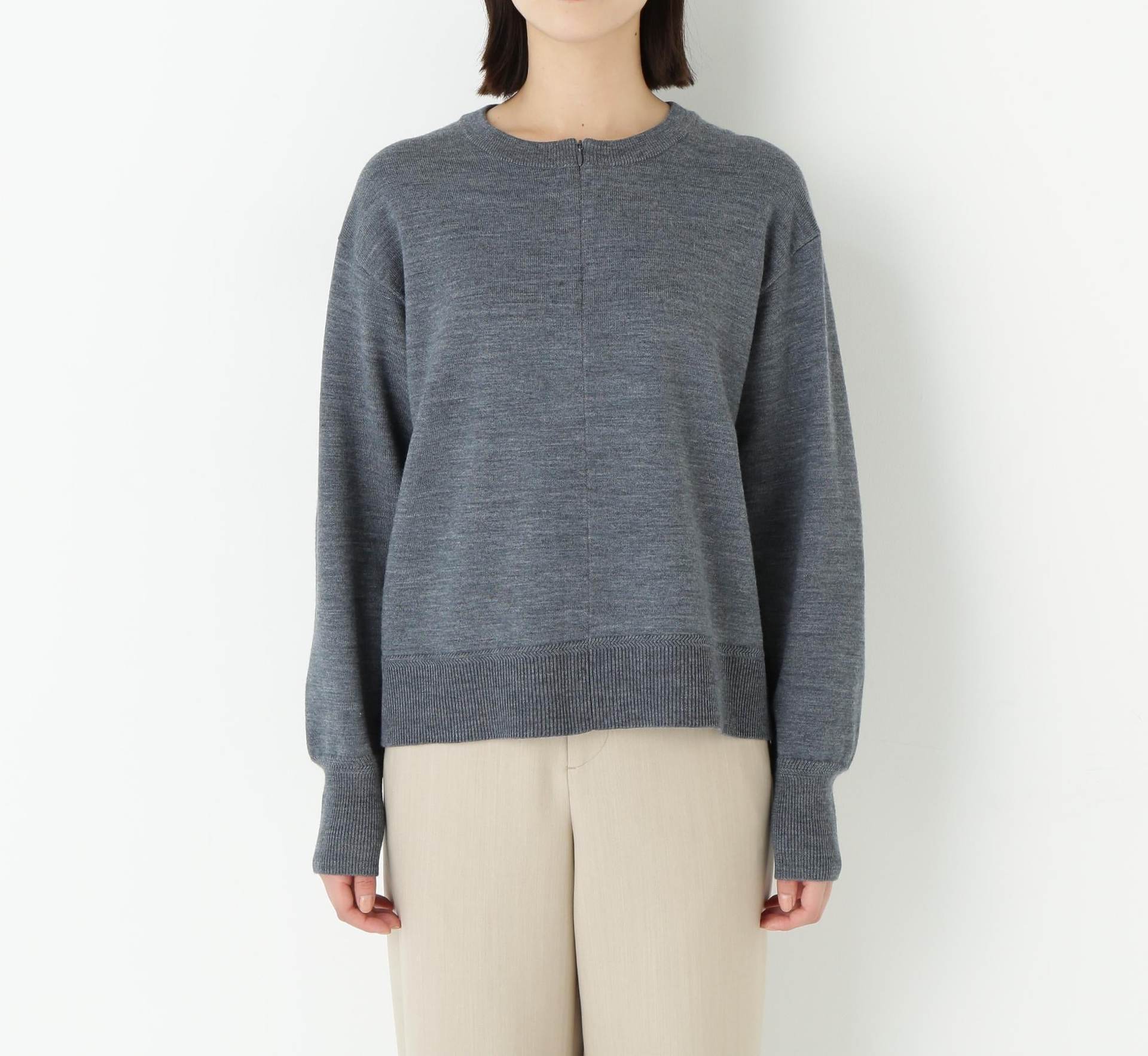 ハイゲージプレーティングスキッパー風プルオーバー グレー