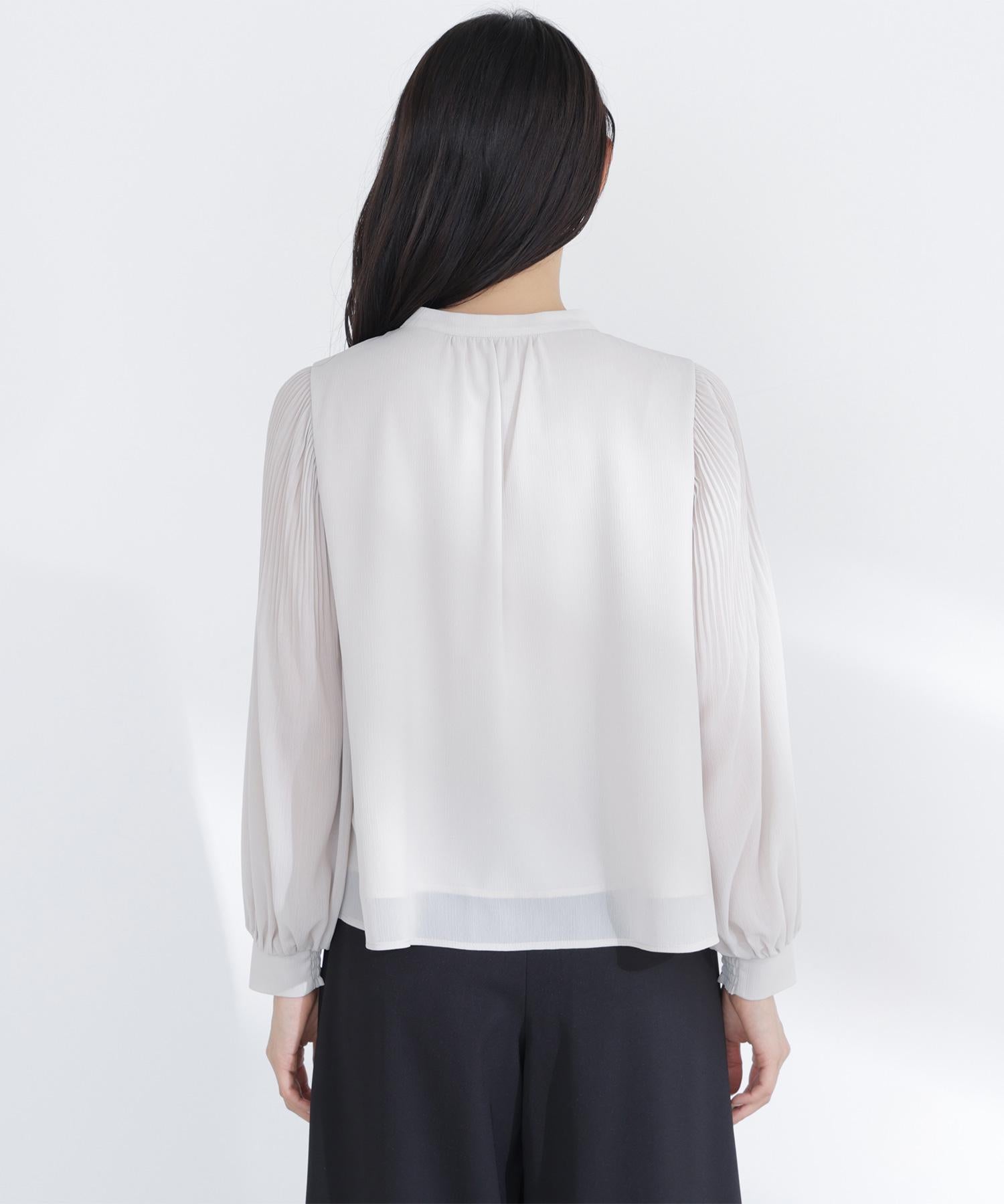 メタルポイント楊柳ブラウス グレージュ3