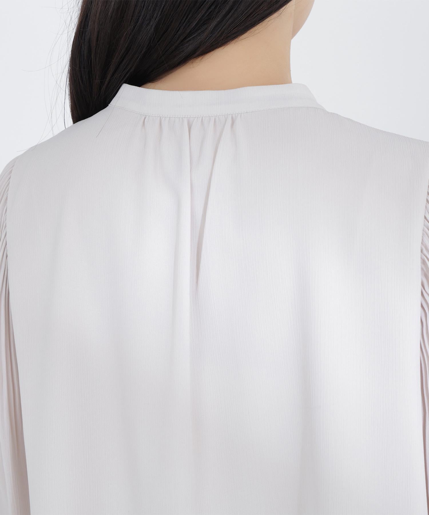 メタルポイント楊柳ブラウス グレージュ3