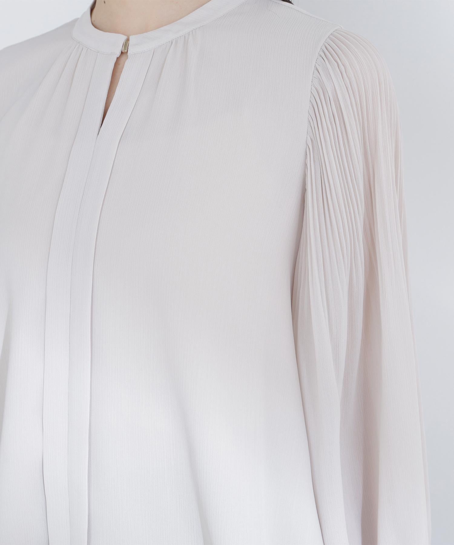 メタルポイント楊柳ブラウス グレージュ3