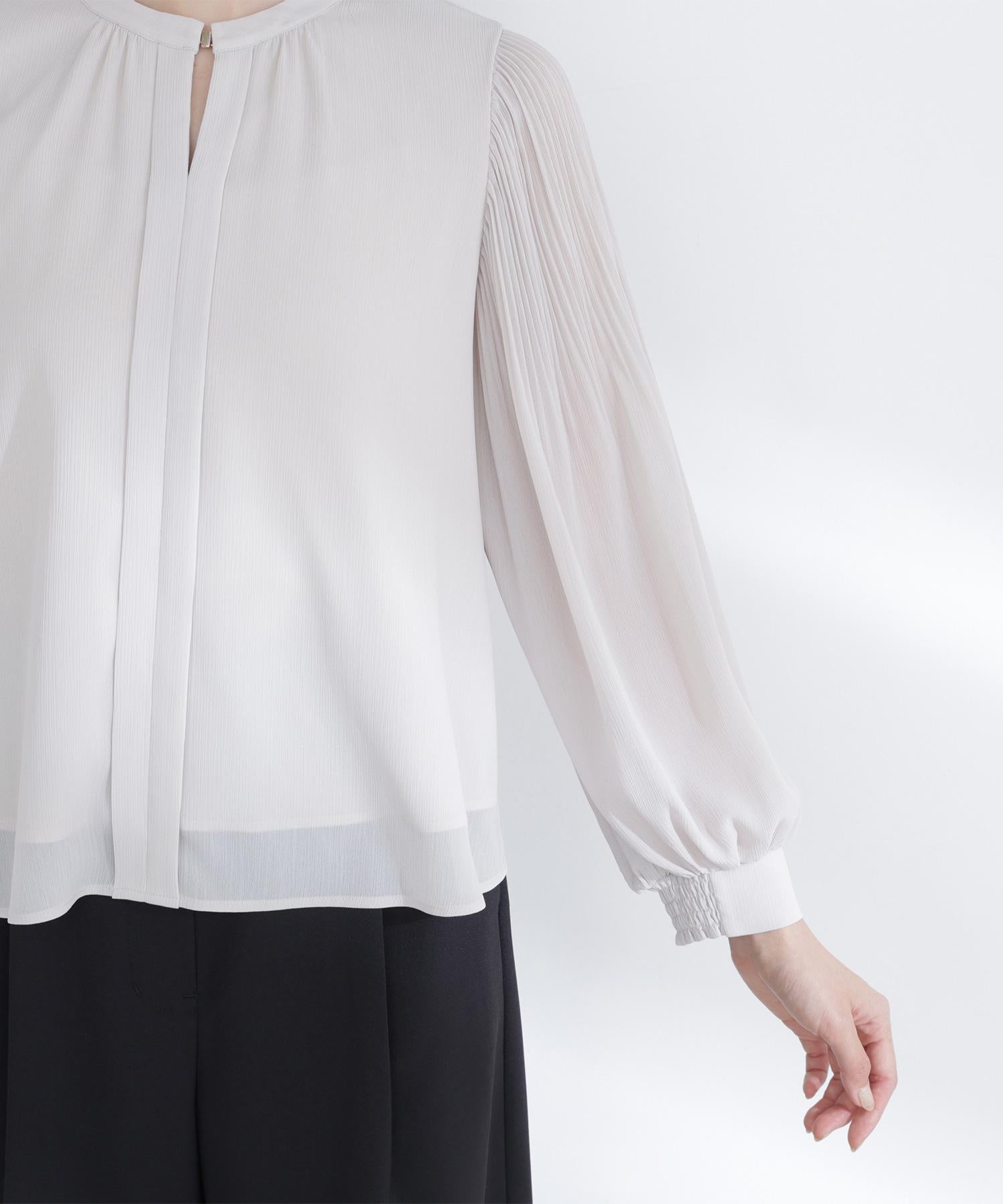 メタルポイント楊柳ブラウス グレージュ3