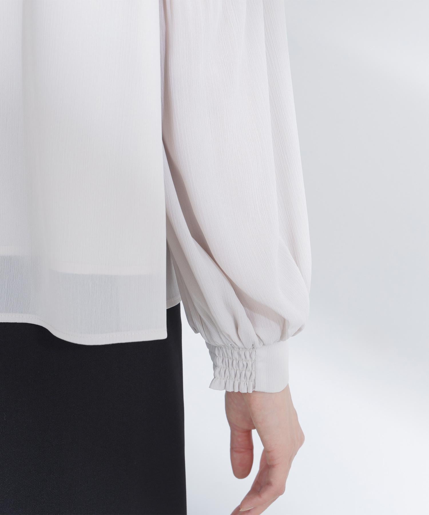 メタルポイント楊柳ブラウス グレージュ3