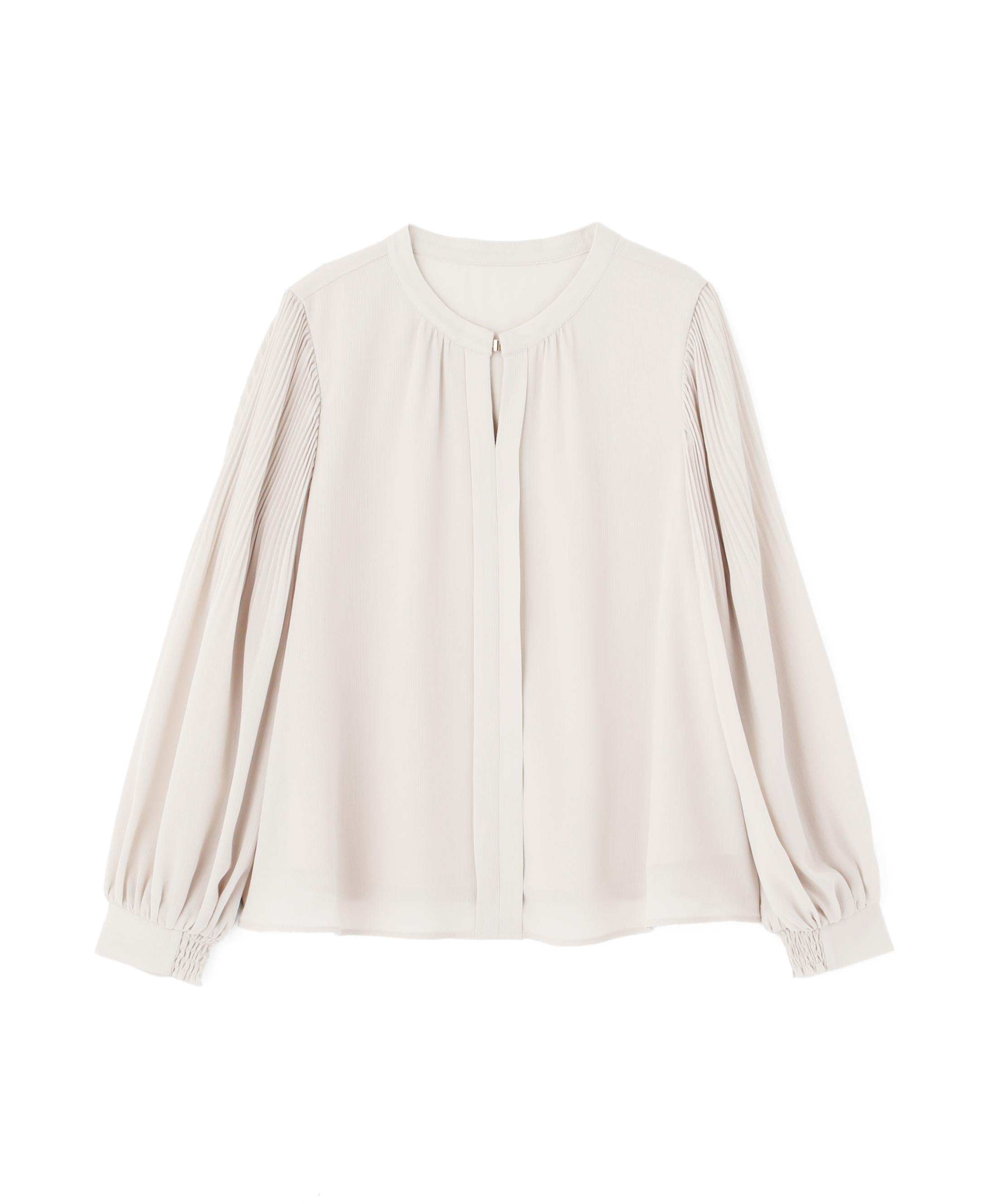 メタルポイント楊柳ブラウス グレージュ3