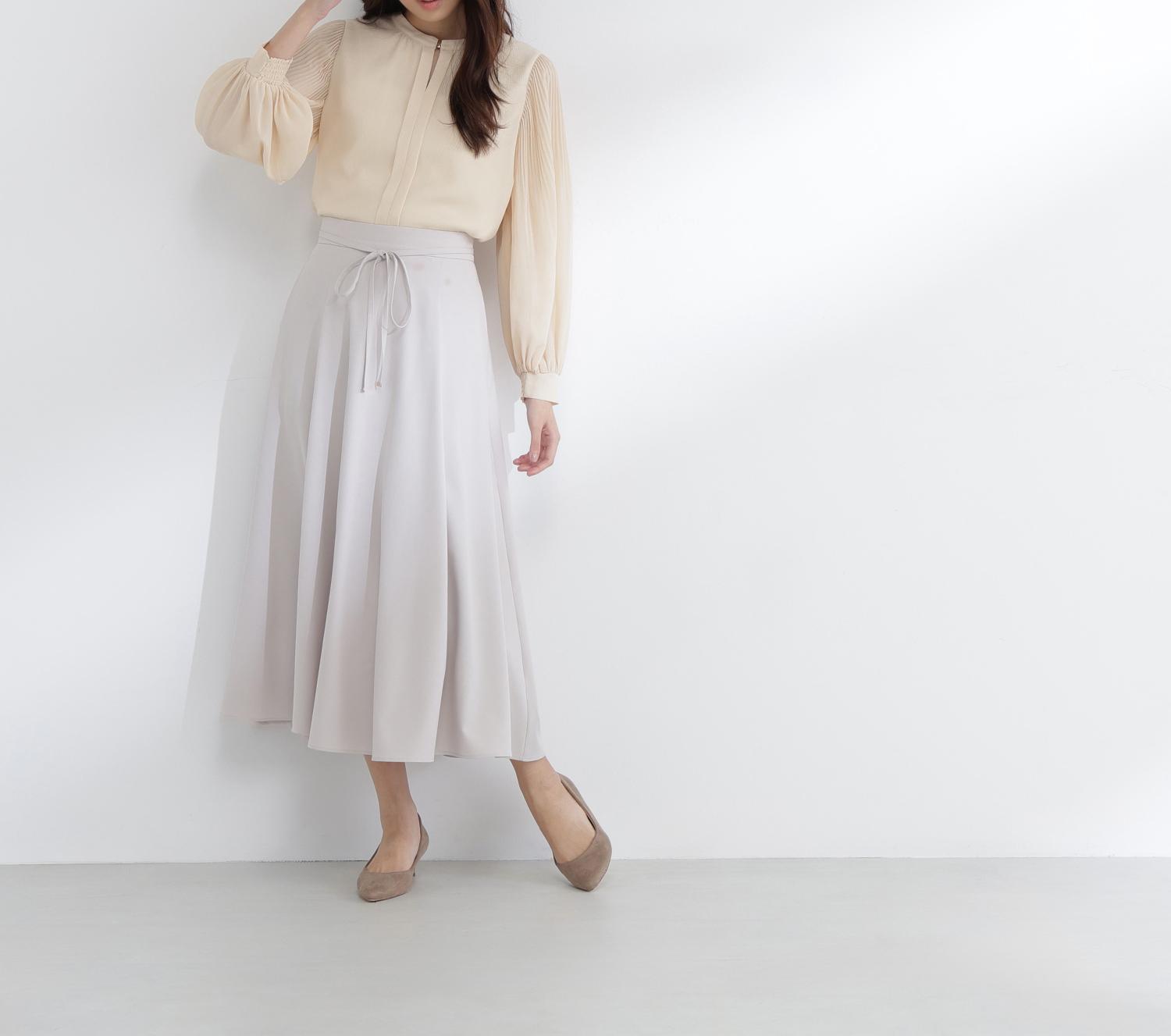 メタルポイント楊柳ブラウス クリームイエロー