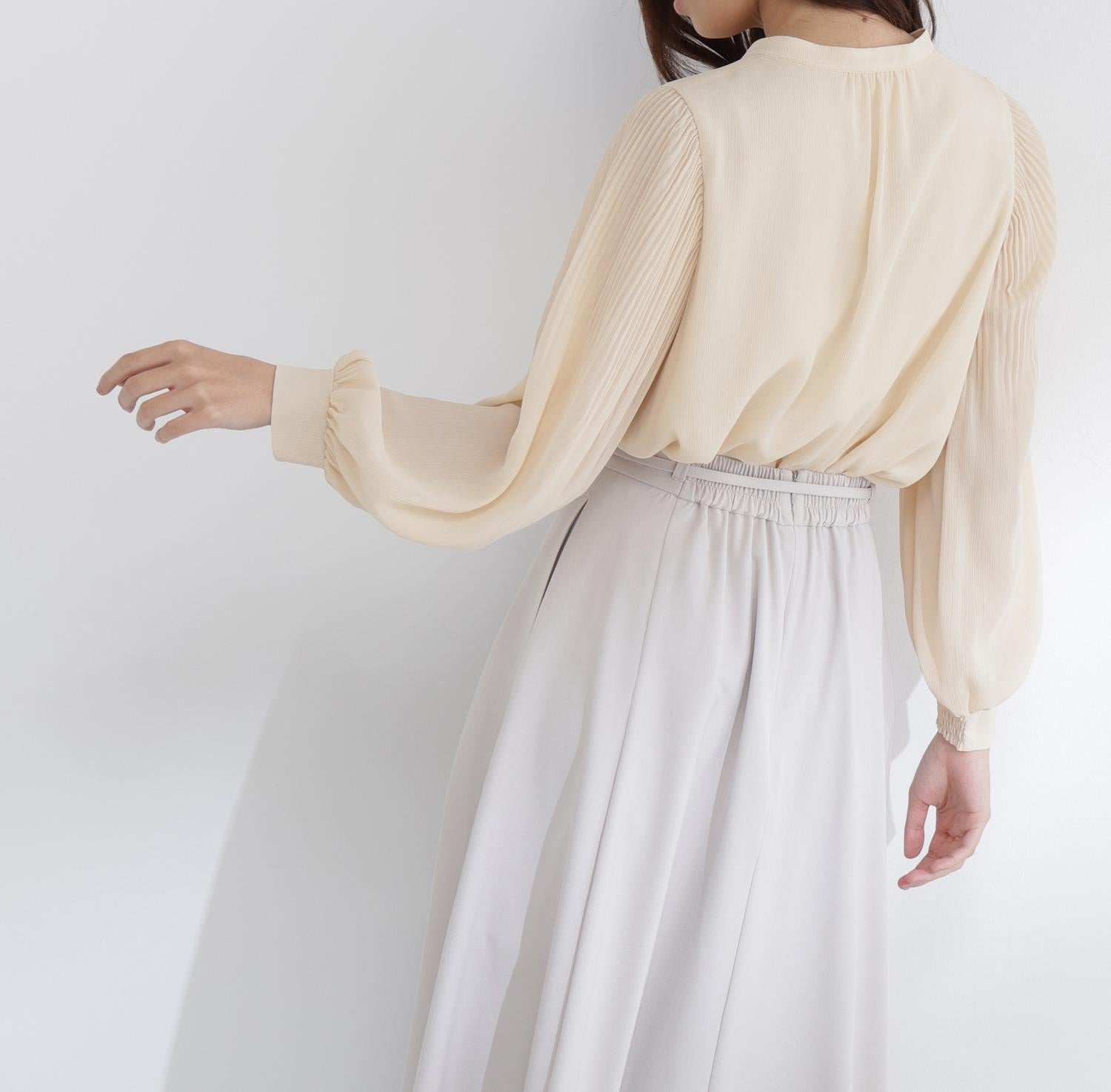 メタルポイント楊柳ブラウス クリームイエロー