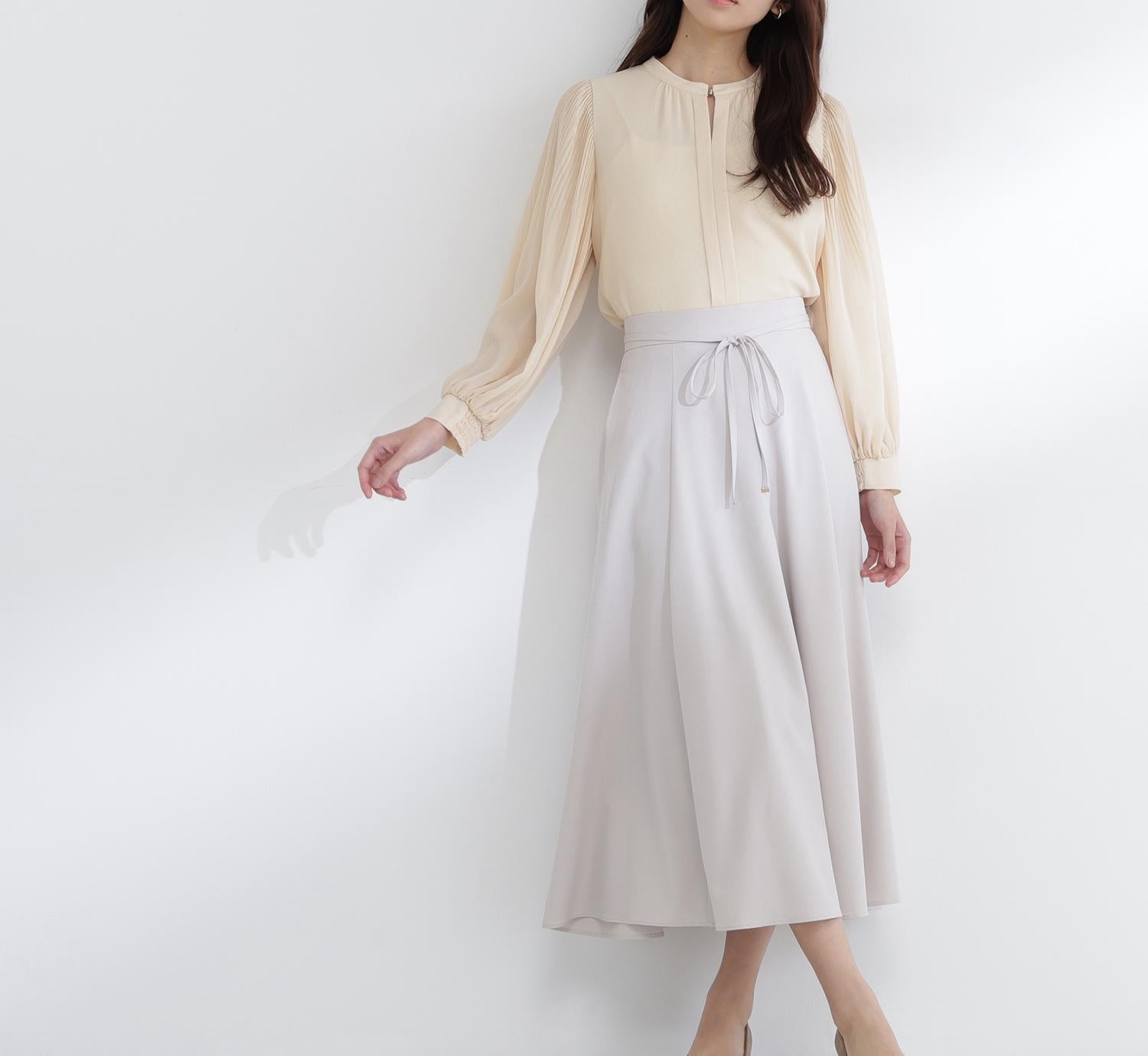 メタルポイント楊柳ブラウス クリームイエロー