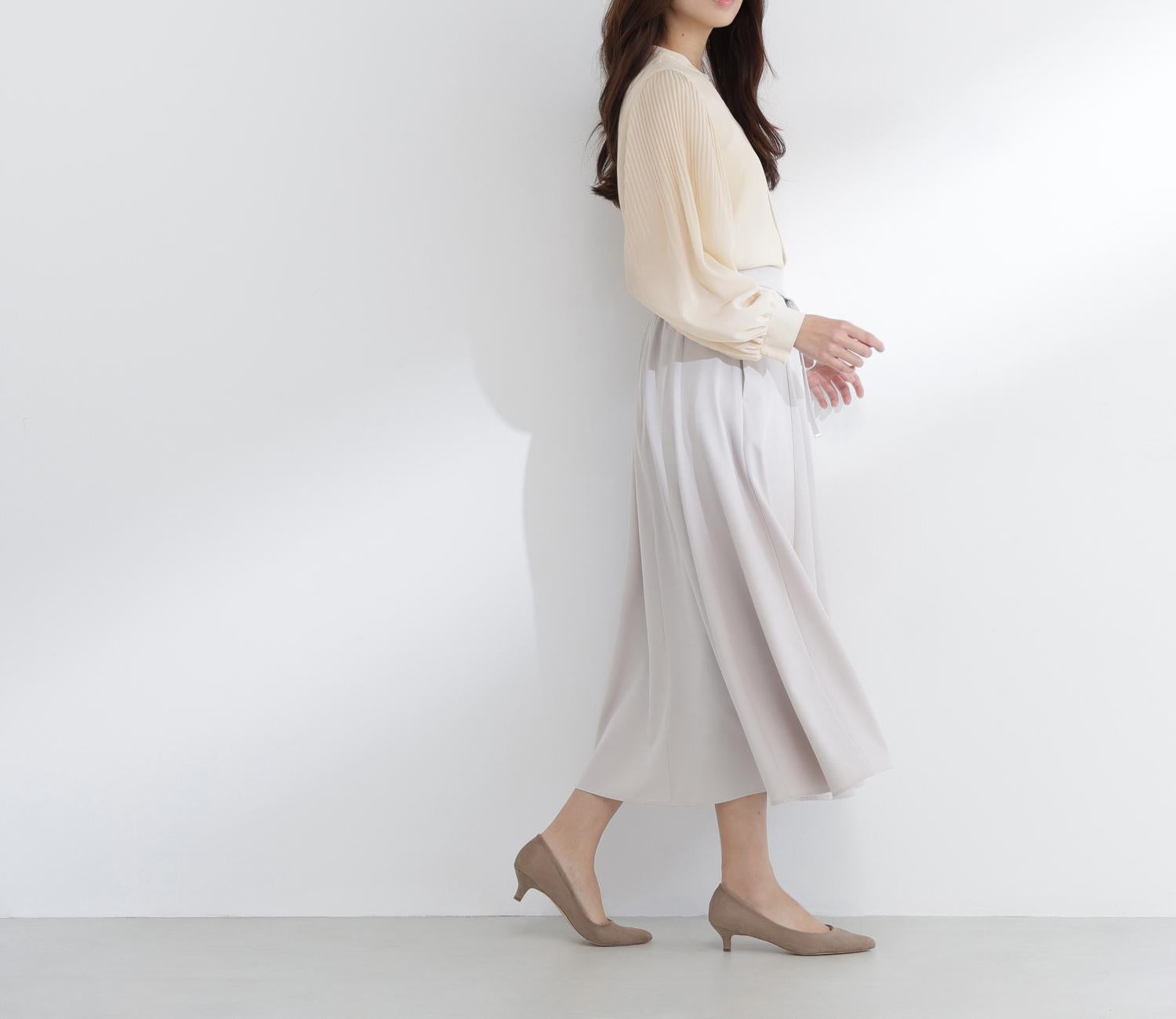 メタルポイント楊柳ブラウス クリームイエロー