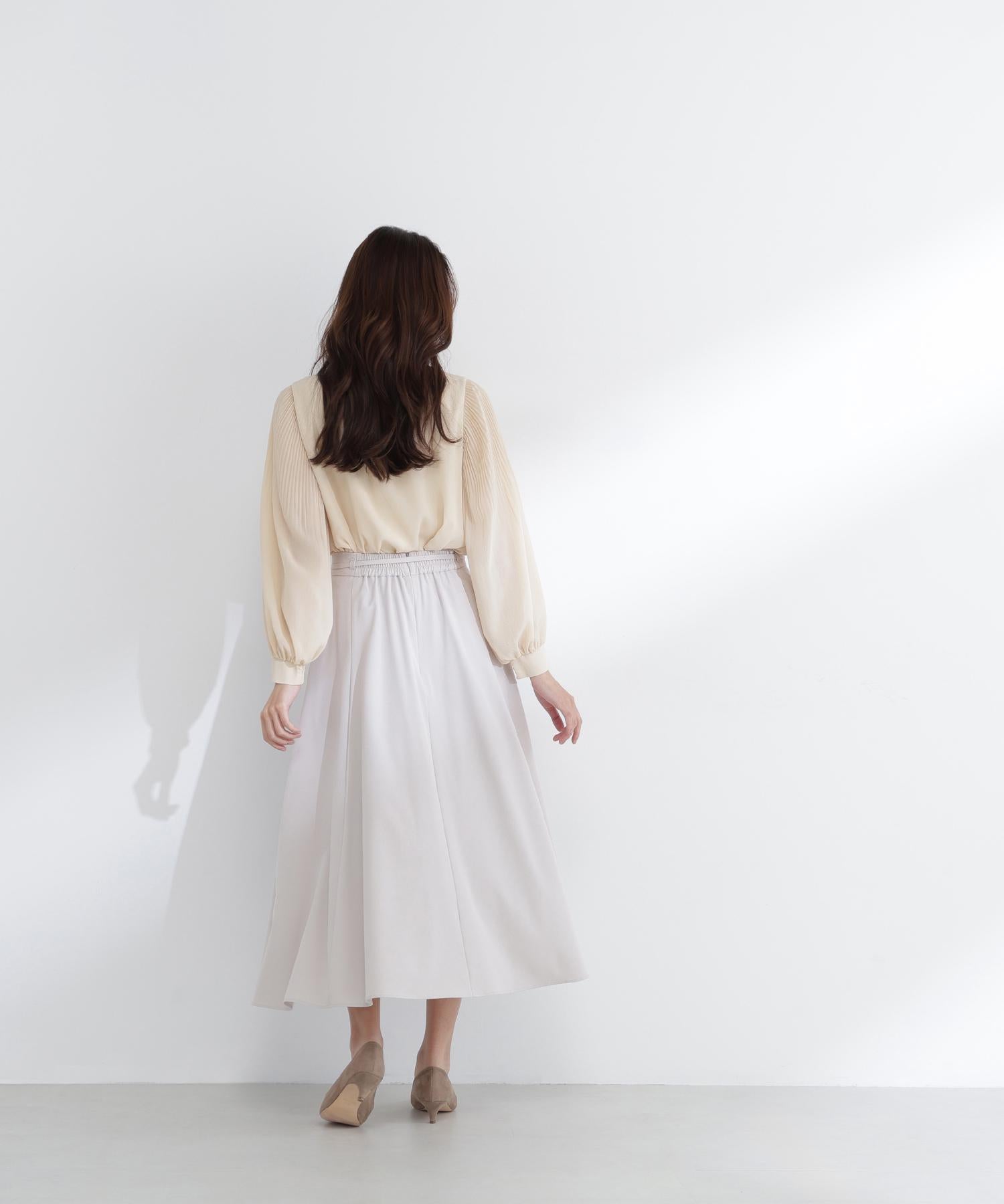 メタルポイント楊柳ブラウス クリームイエロー