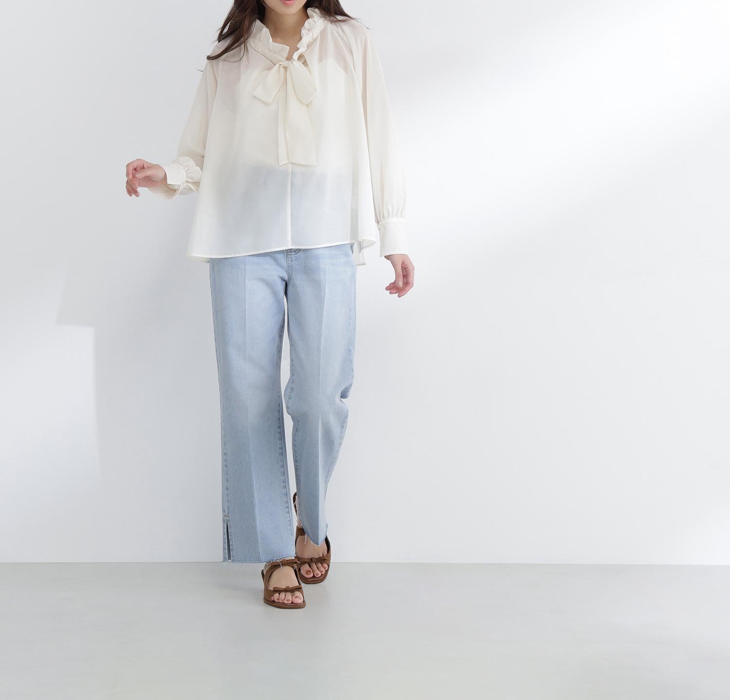 2wayシアーボウタイブラウス オフホワイト1