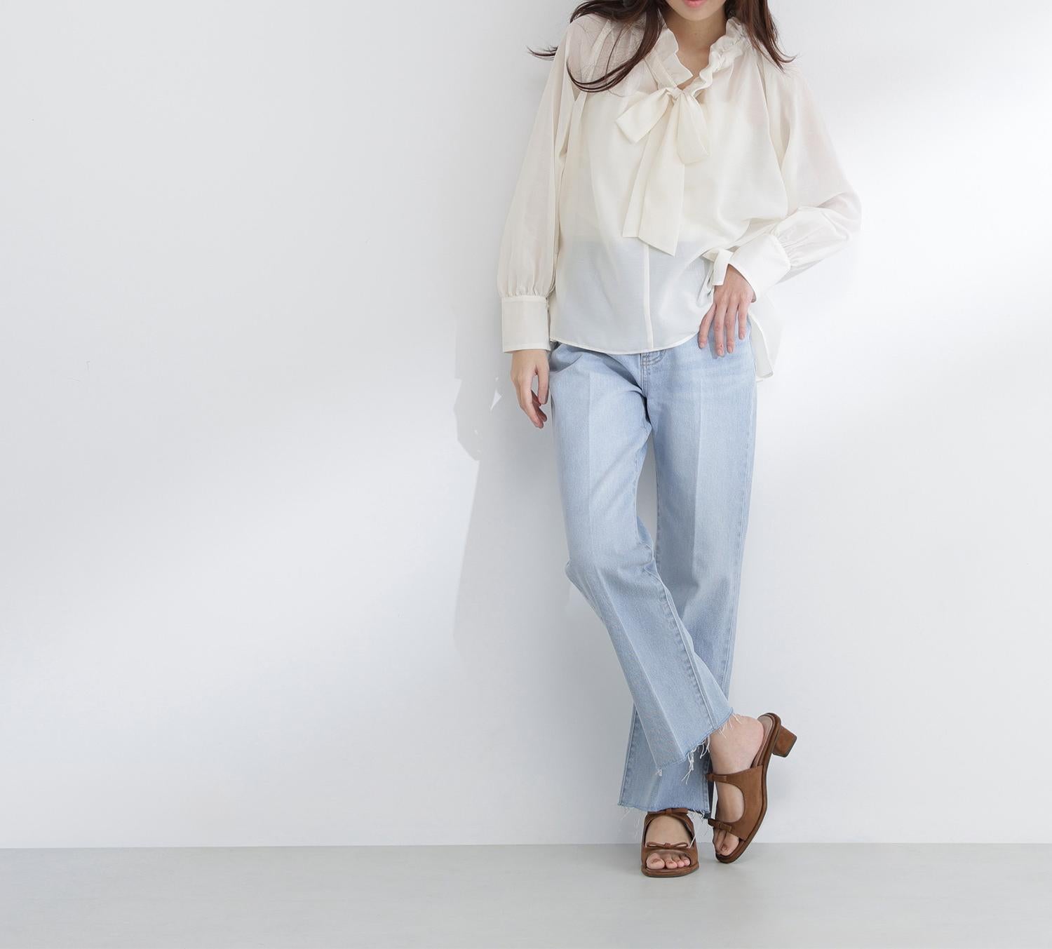 2wayシアーボウタイブラウス オフホワイト1