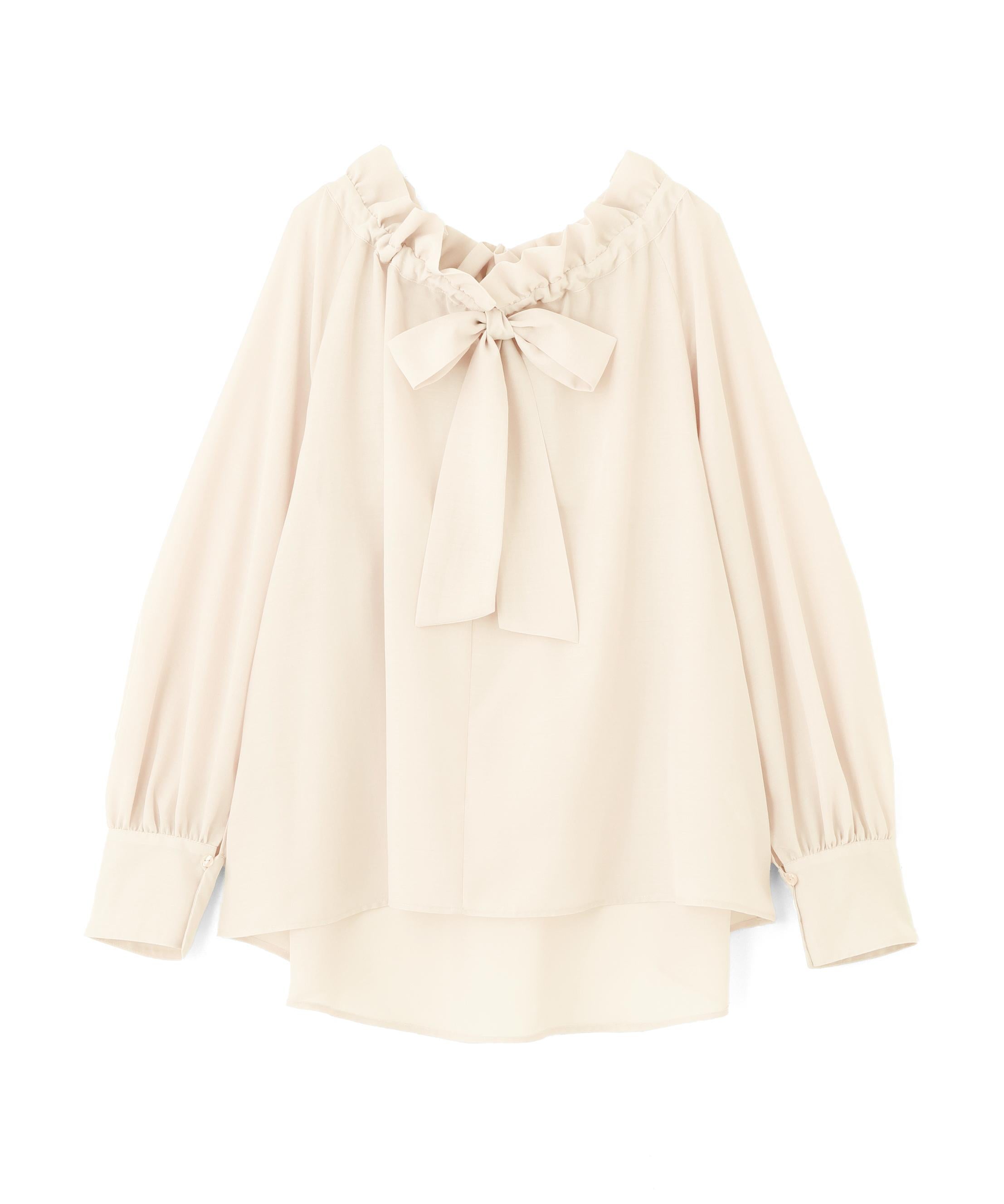 2wayシアーボウタイブラウス オフホワイト1