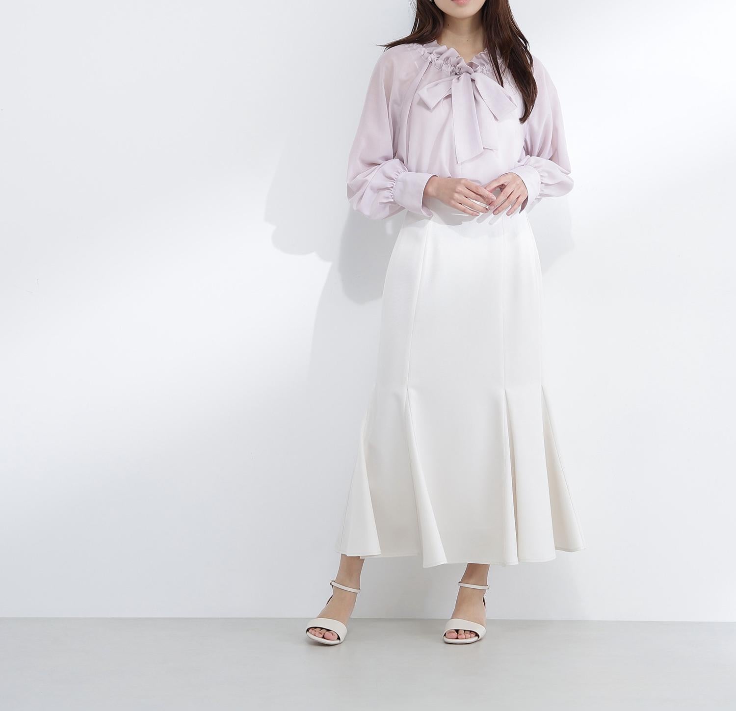 2wayシアーボウタイブラウス ニュアンスピンク