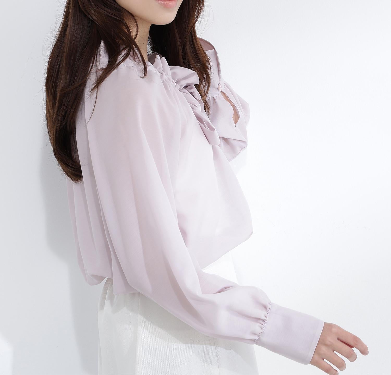 2wayシアーボウタイブラウス ニュアンスピンク