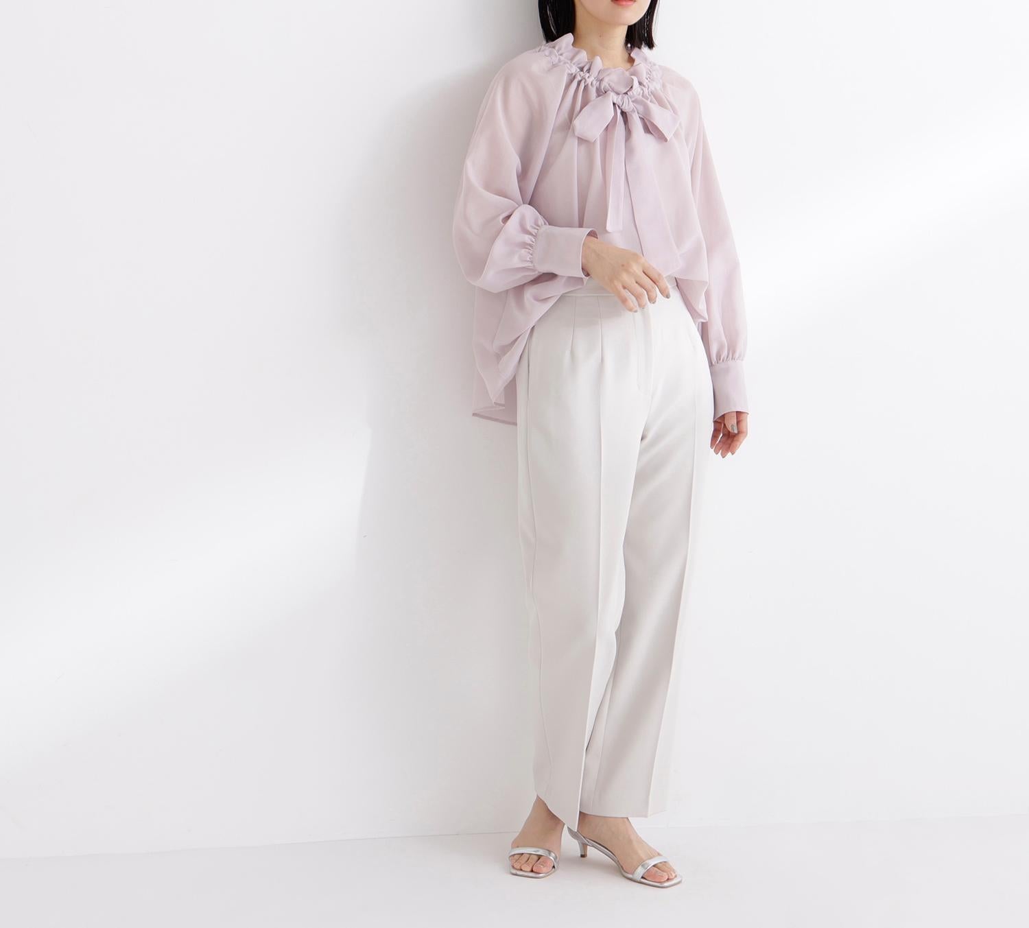 2wayシアーボウタイブラウス ニュアンスピンク