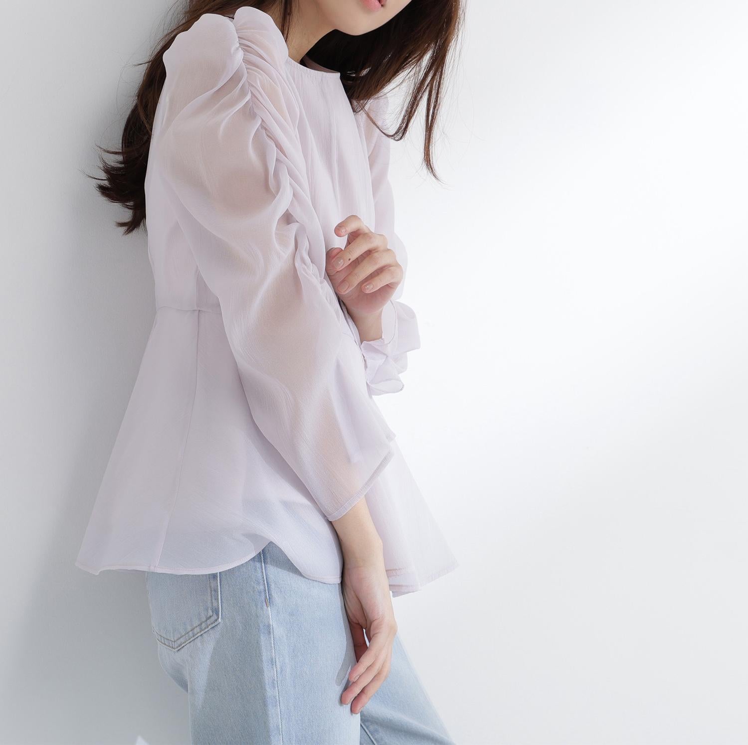 シアーペプラムブラウス パープル