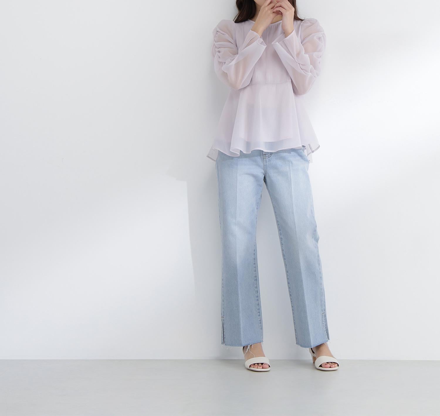 シアーペプラムブラウス パープル