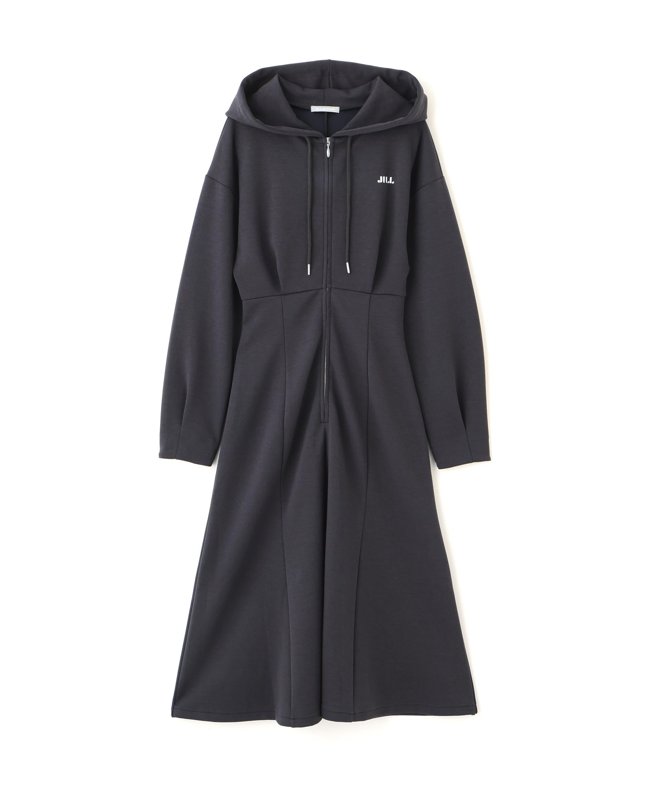 ダイバーフーディーロングワンピース チャコール