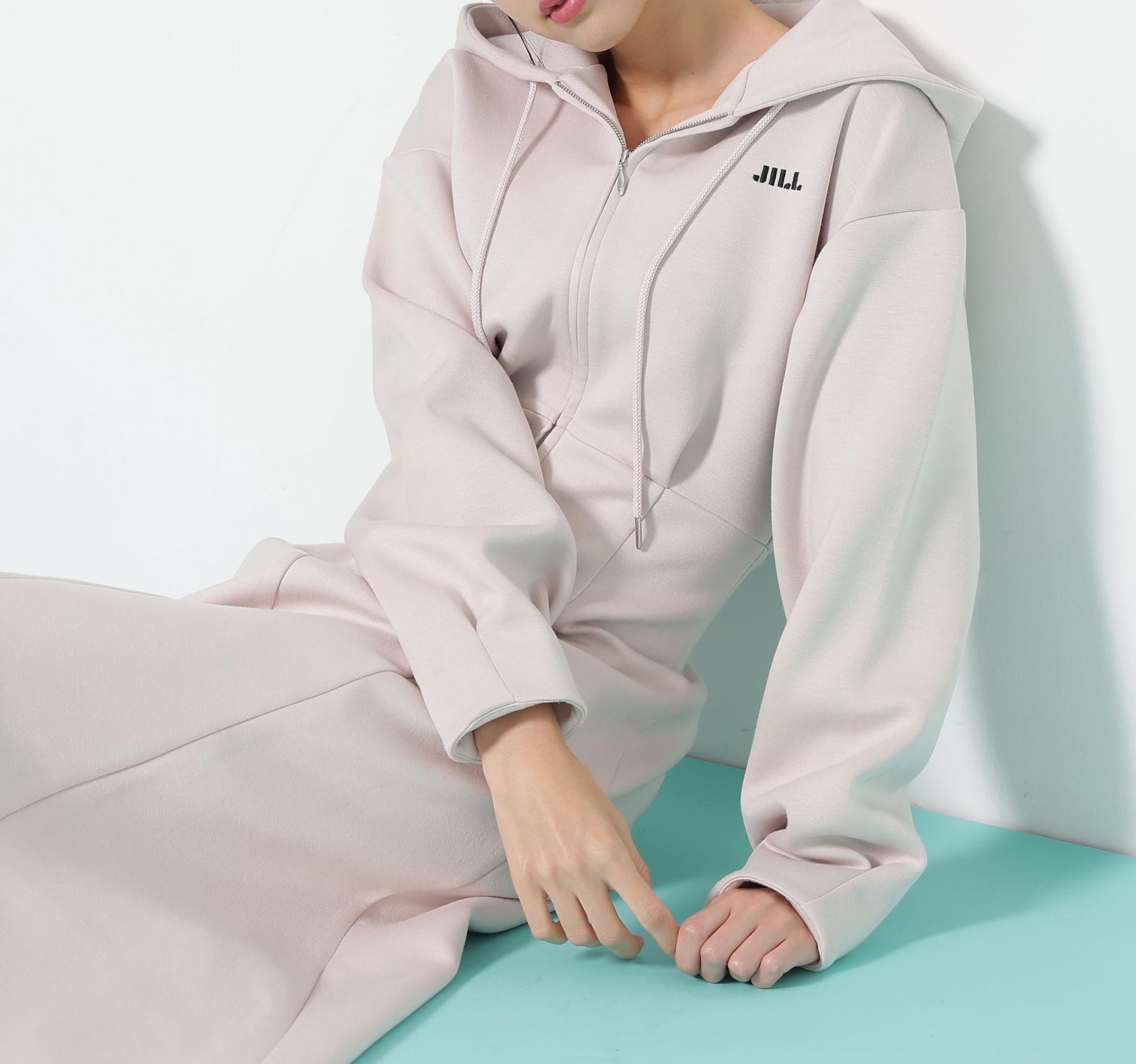 ダイバーフーディーロングワンピース ピンク