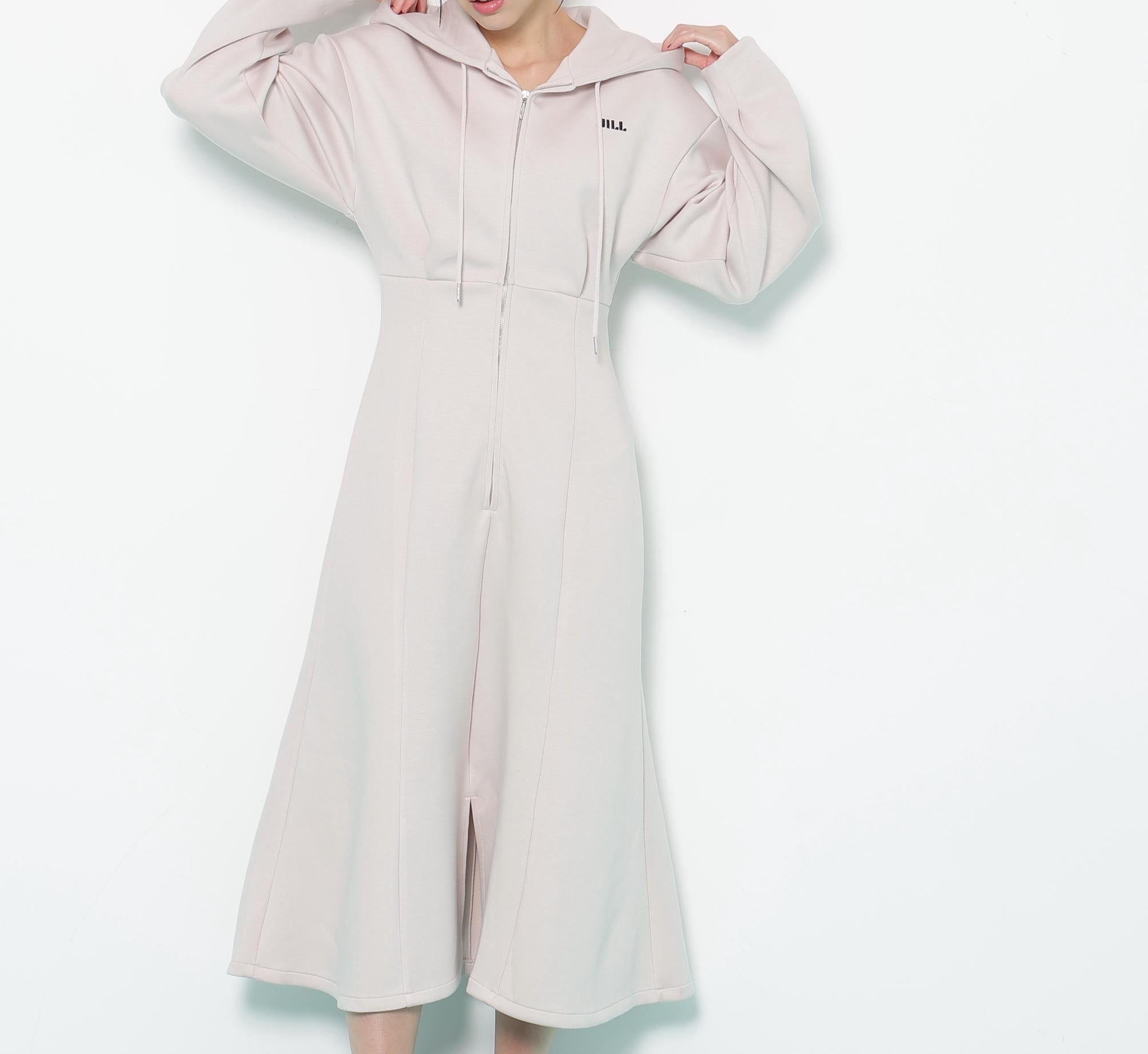 ダイバーフーディーロングワンピース ピンク