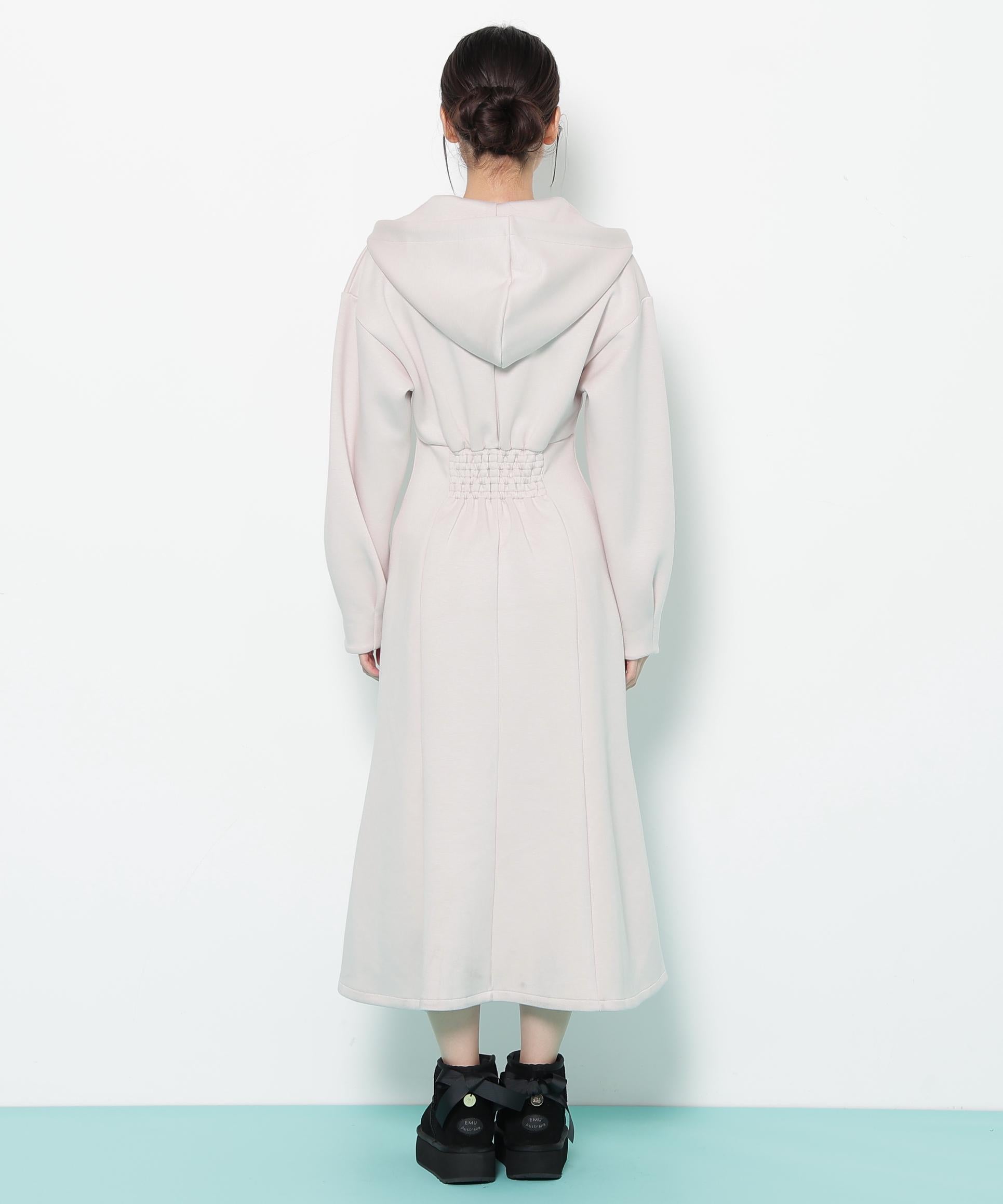 ダイバーフーディーロングワンピース ピンク