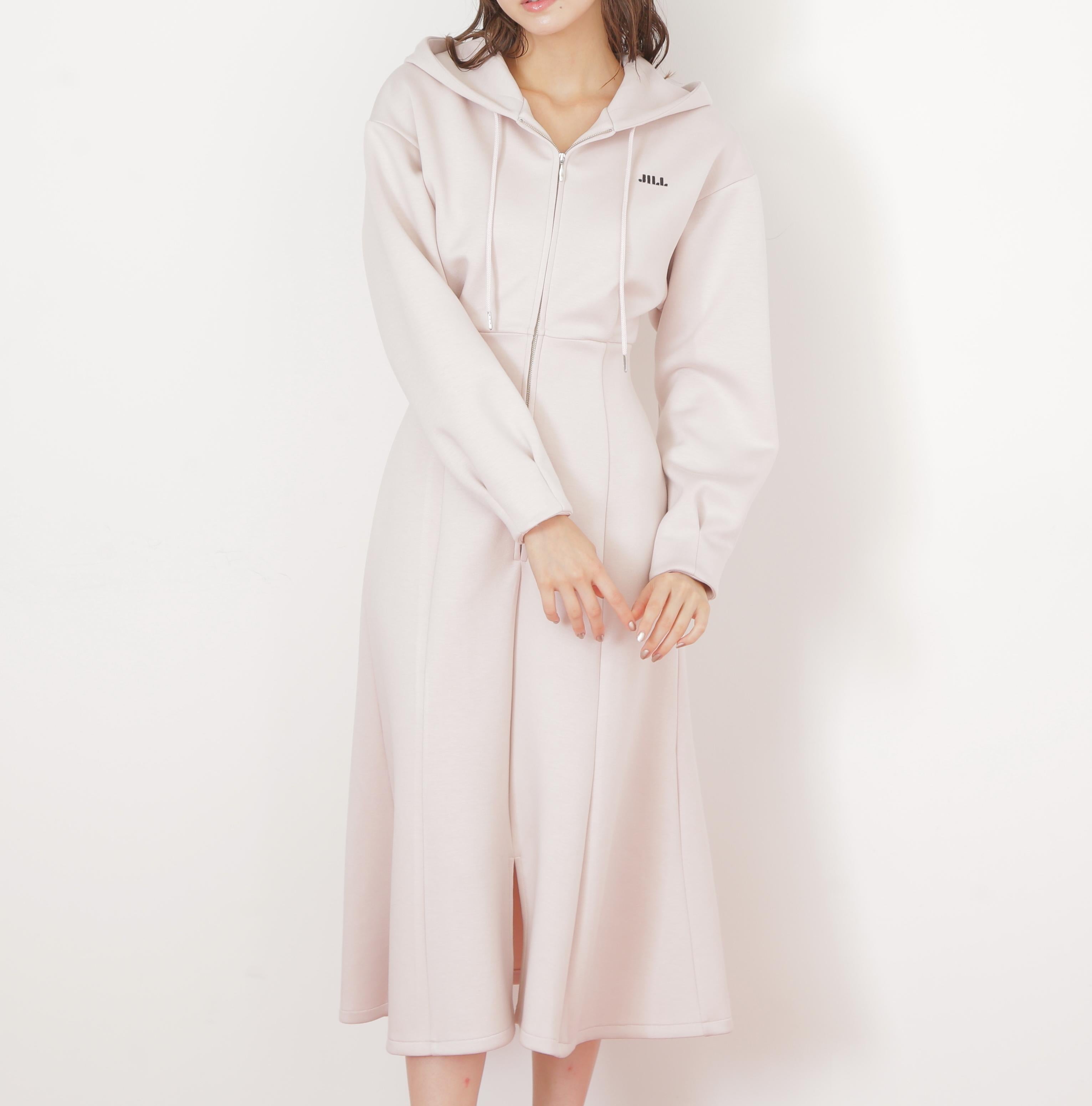 ダイバーフーディーロングワンピース ピンク