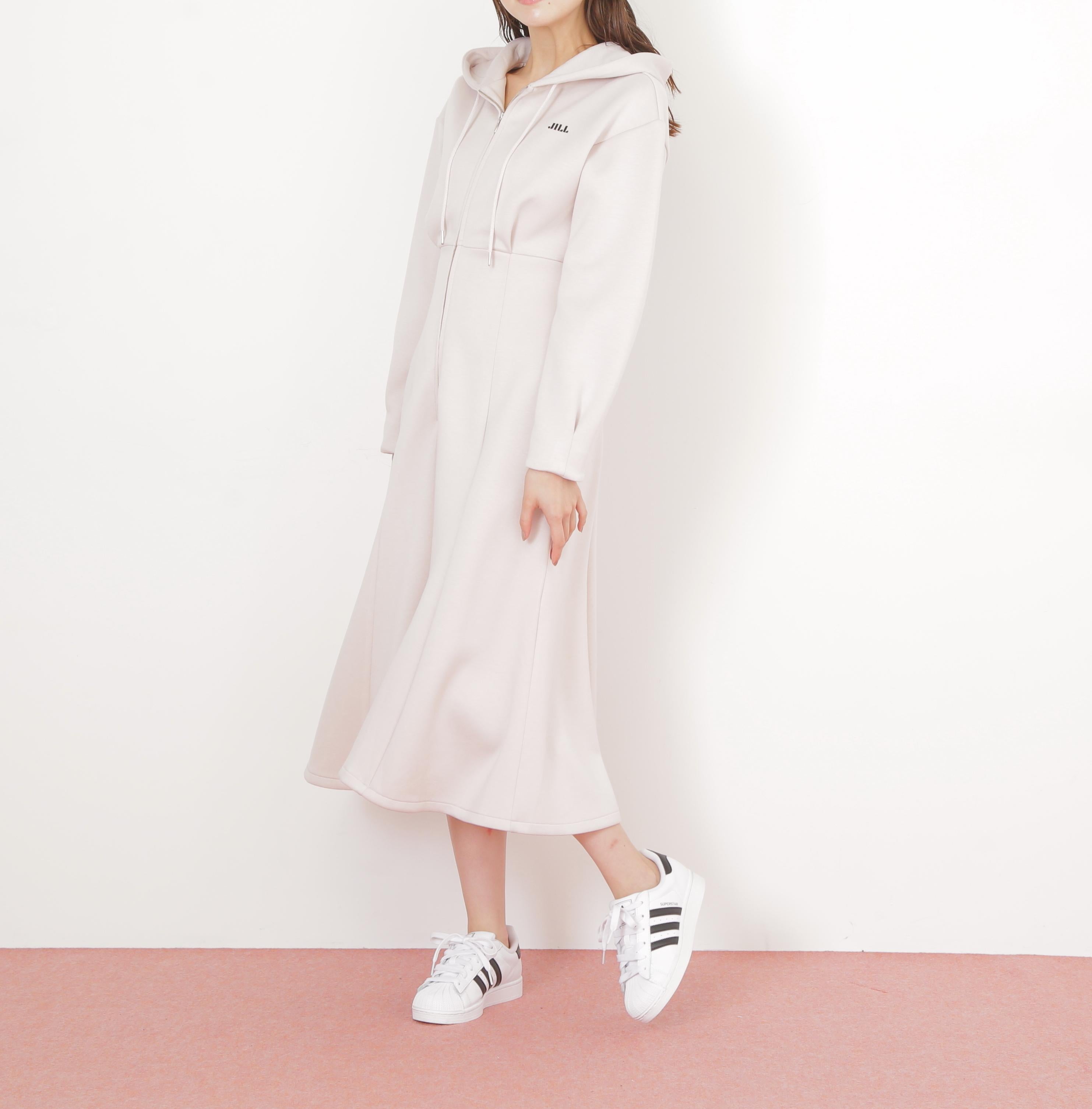 ダイバーフーディーロングワンピース ピンク