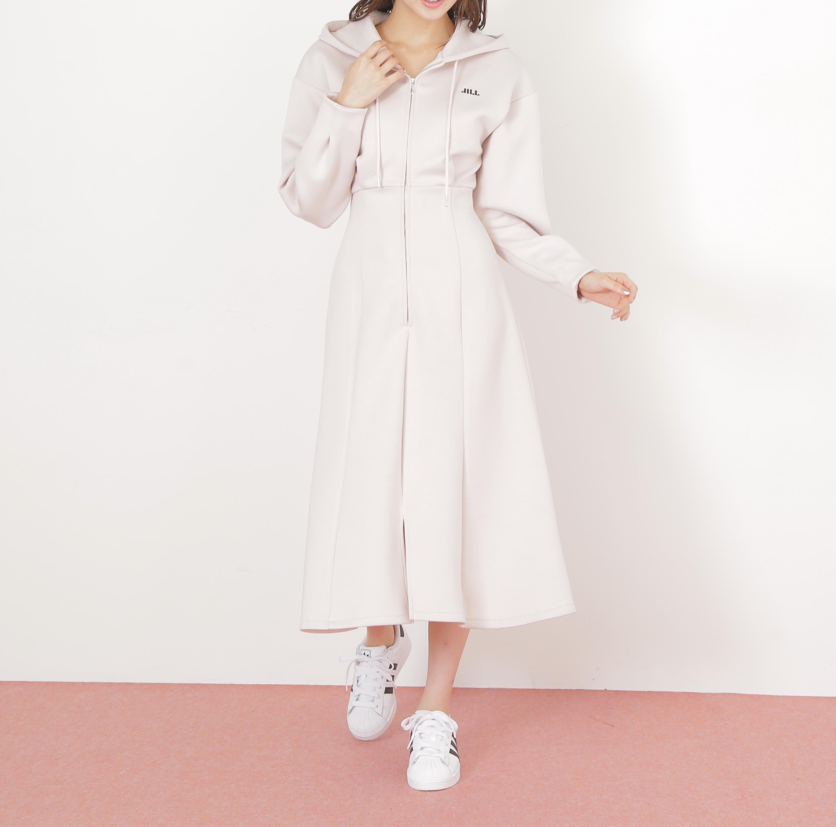 ダイバーフーディーロングワンピース ピンク