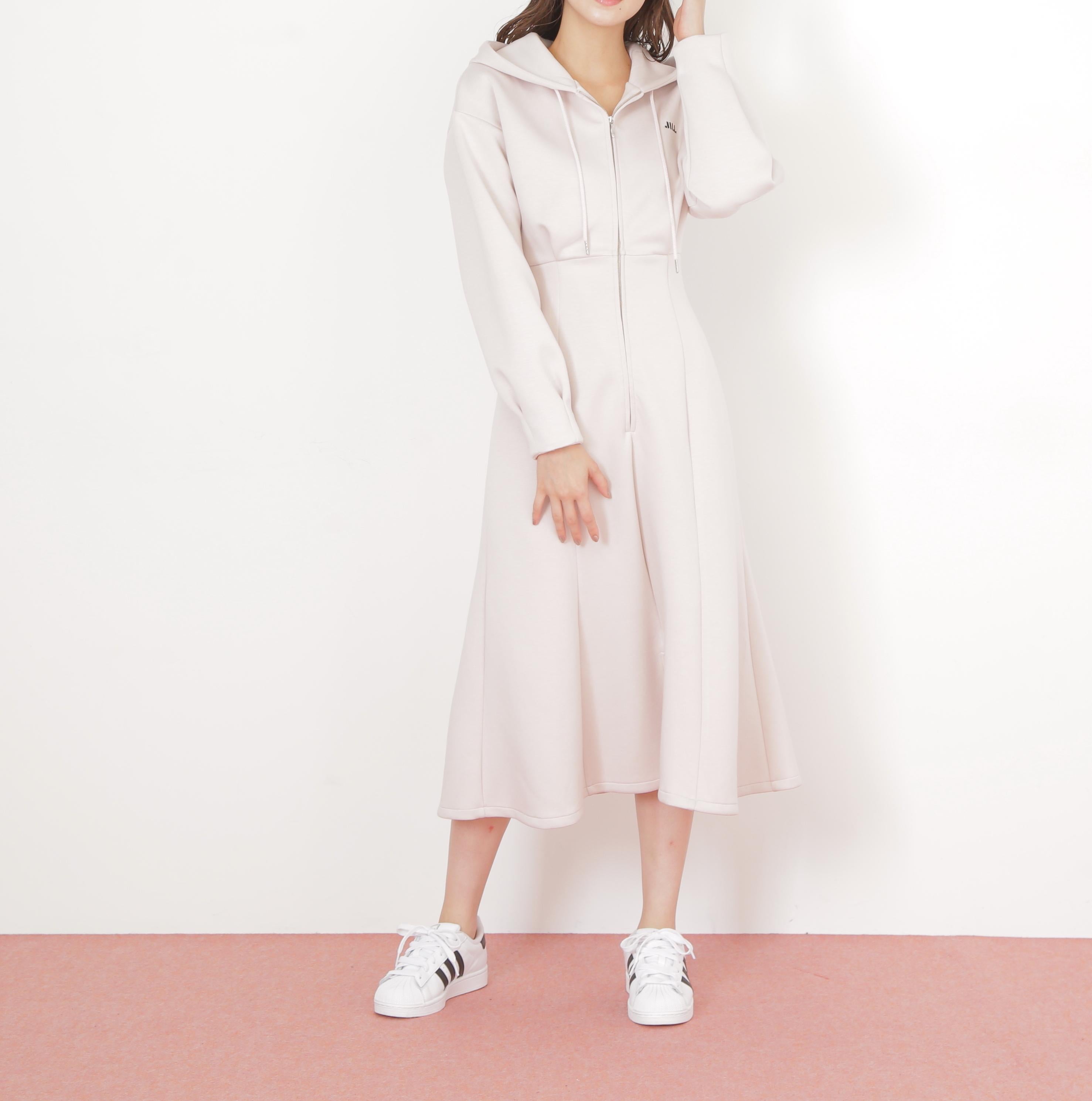 ダイバーフーディーロングワンピース ピンク