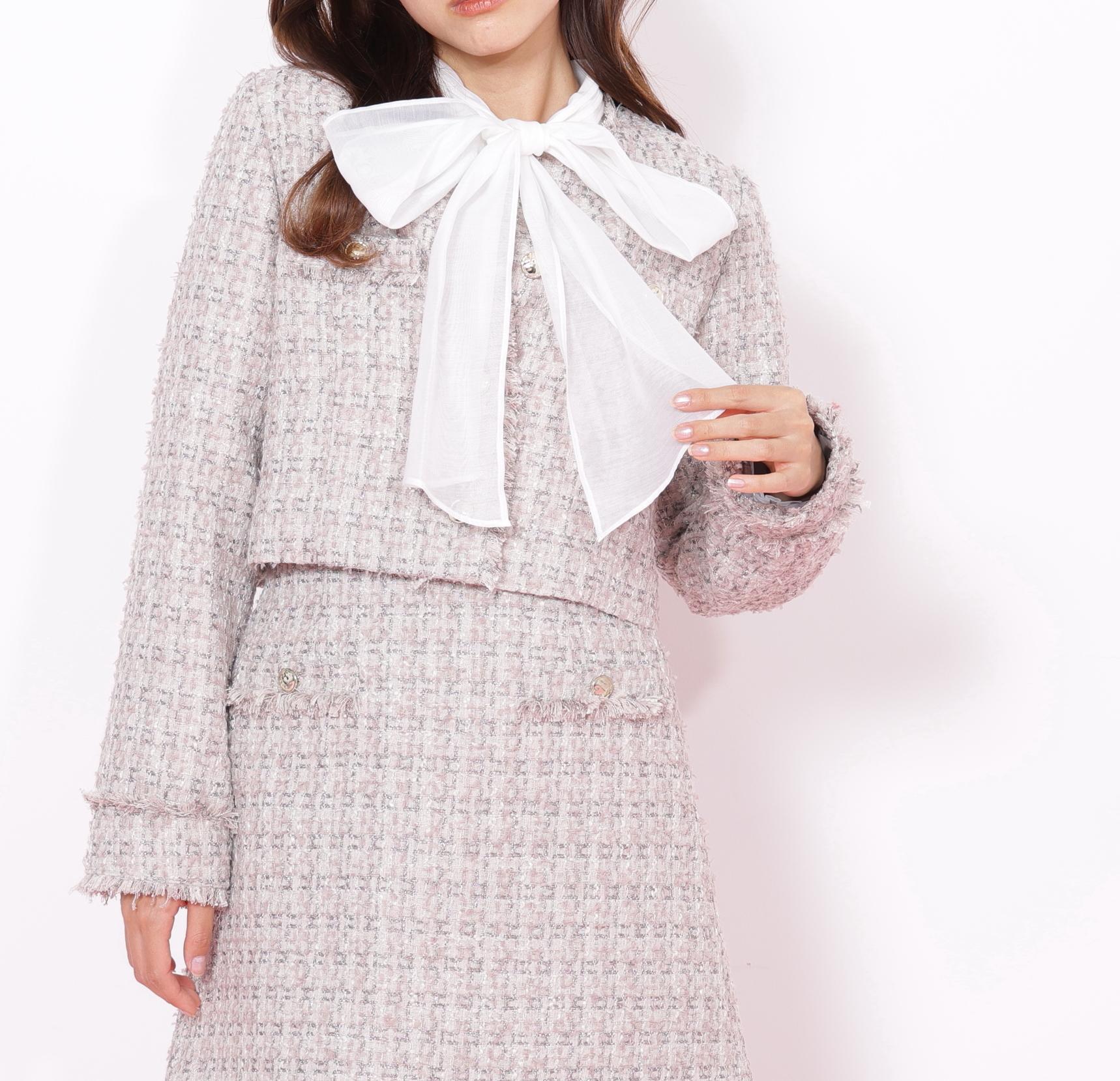 ファンシーツイードジャケット ピンク