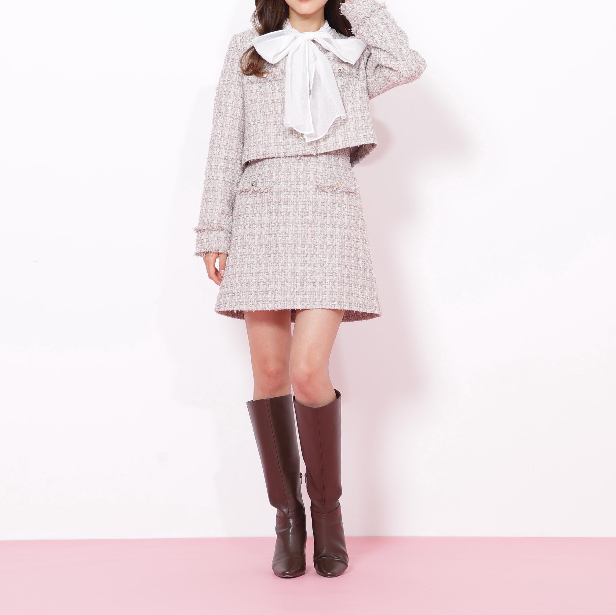 ファンシーツイードジャケット ピンク