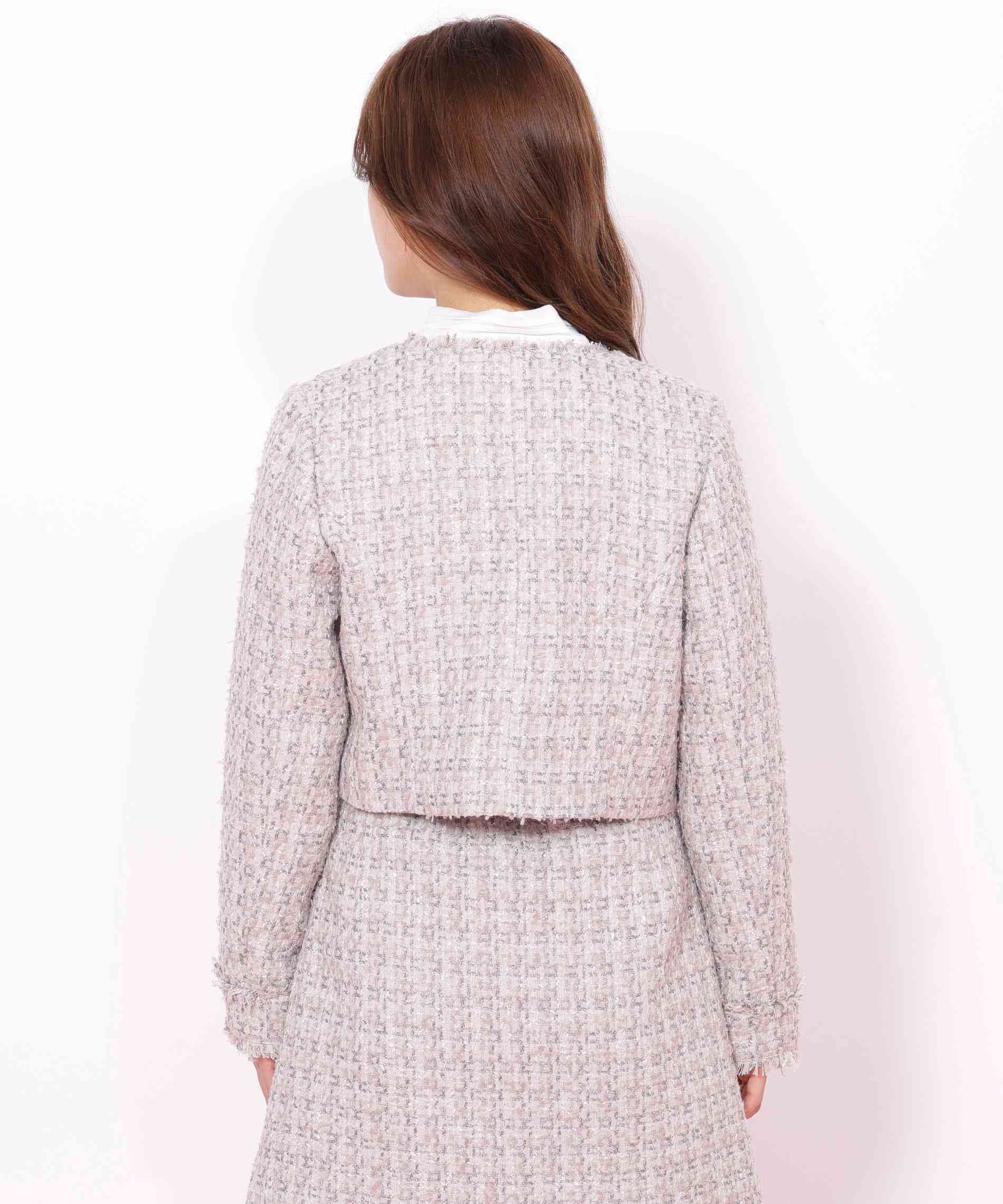 ファンシーツイードジャケット ピンク