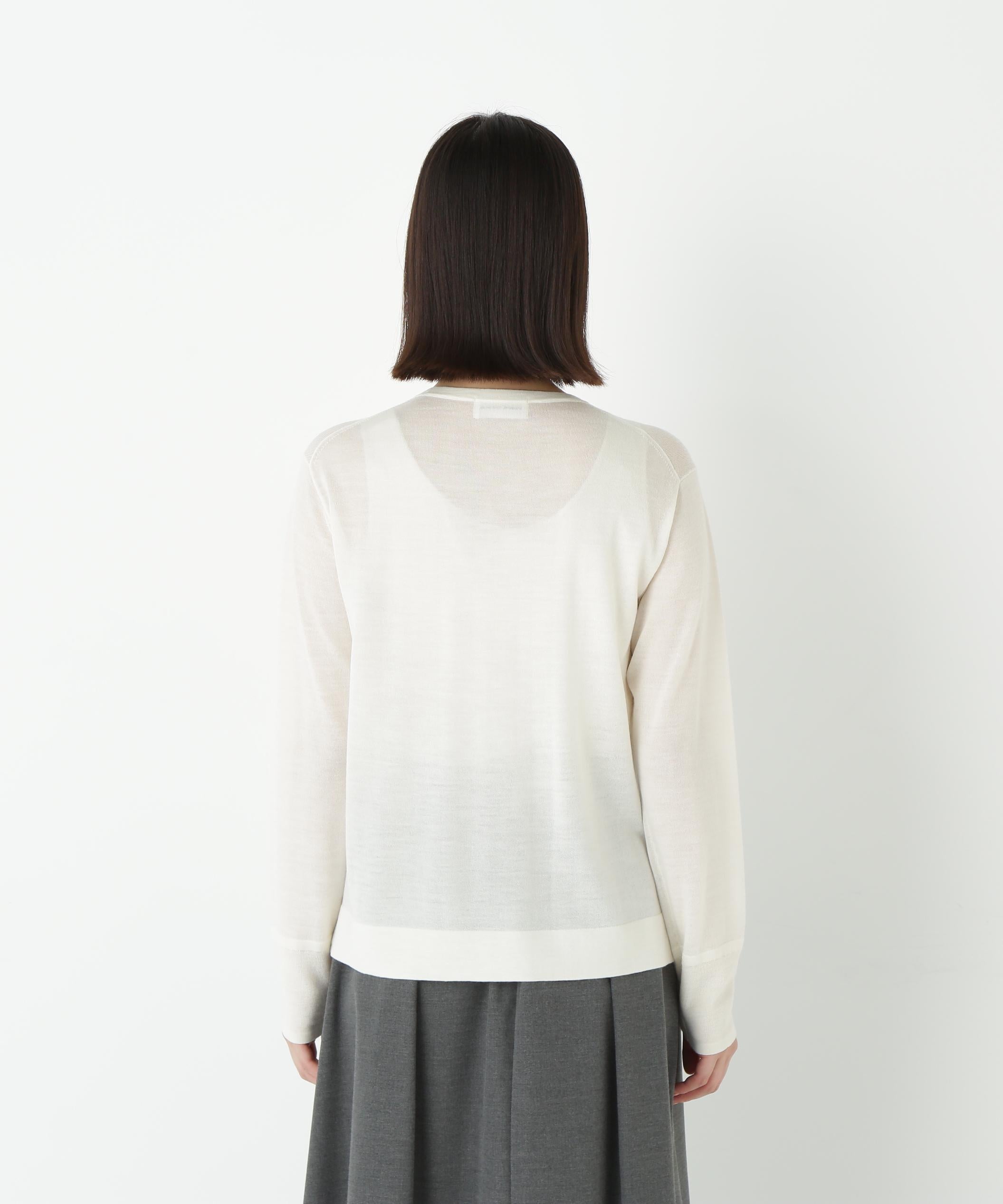 クリアウールクルーネックニット ホワイト