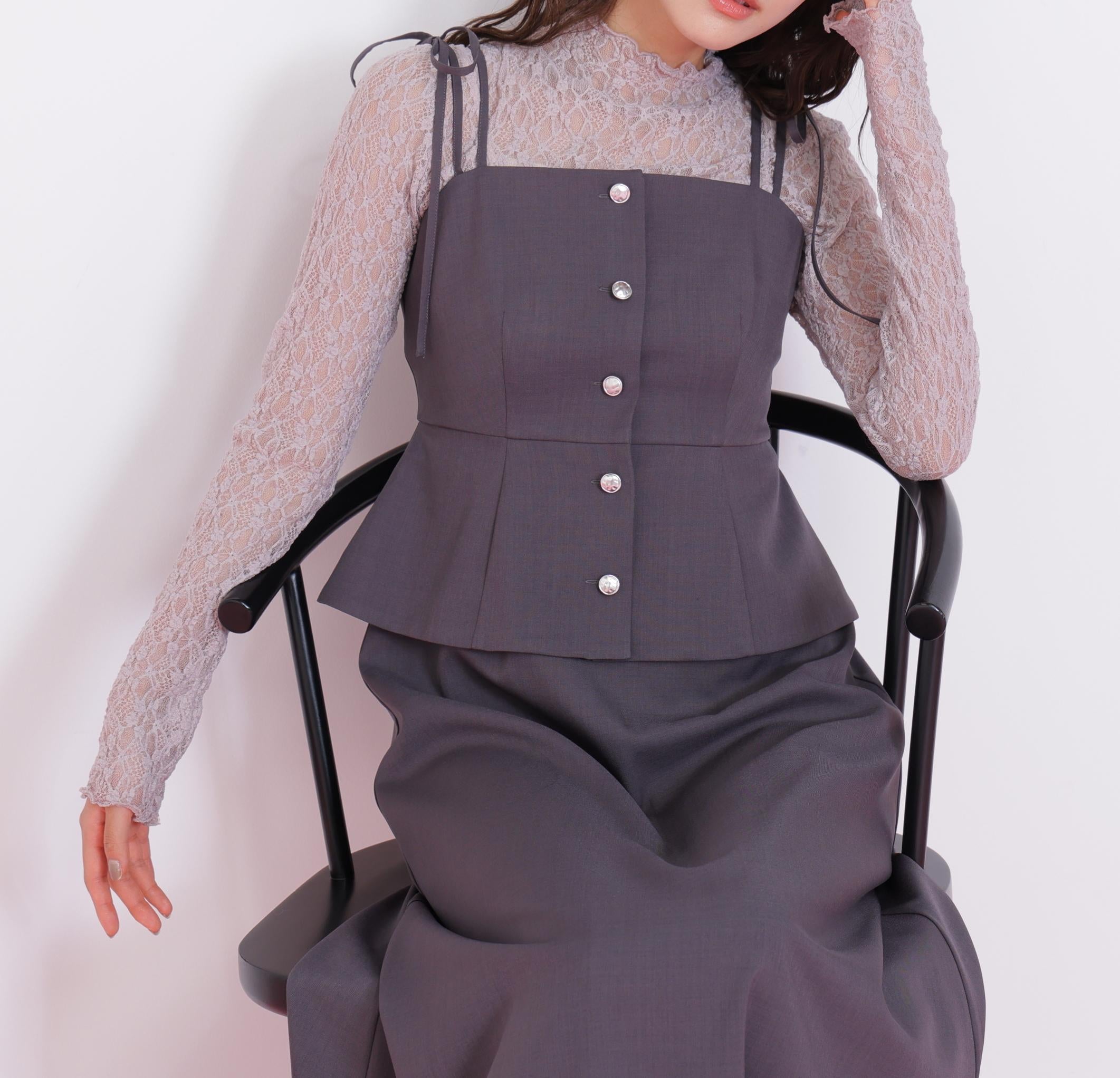 肩リボンジャンスカ チャコール1