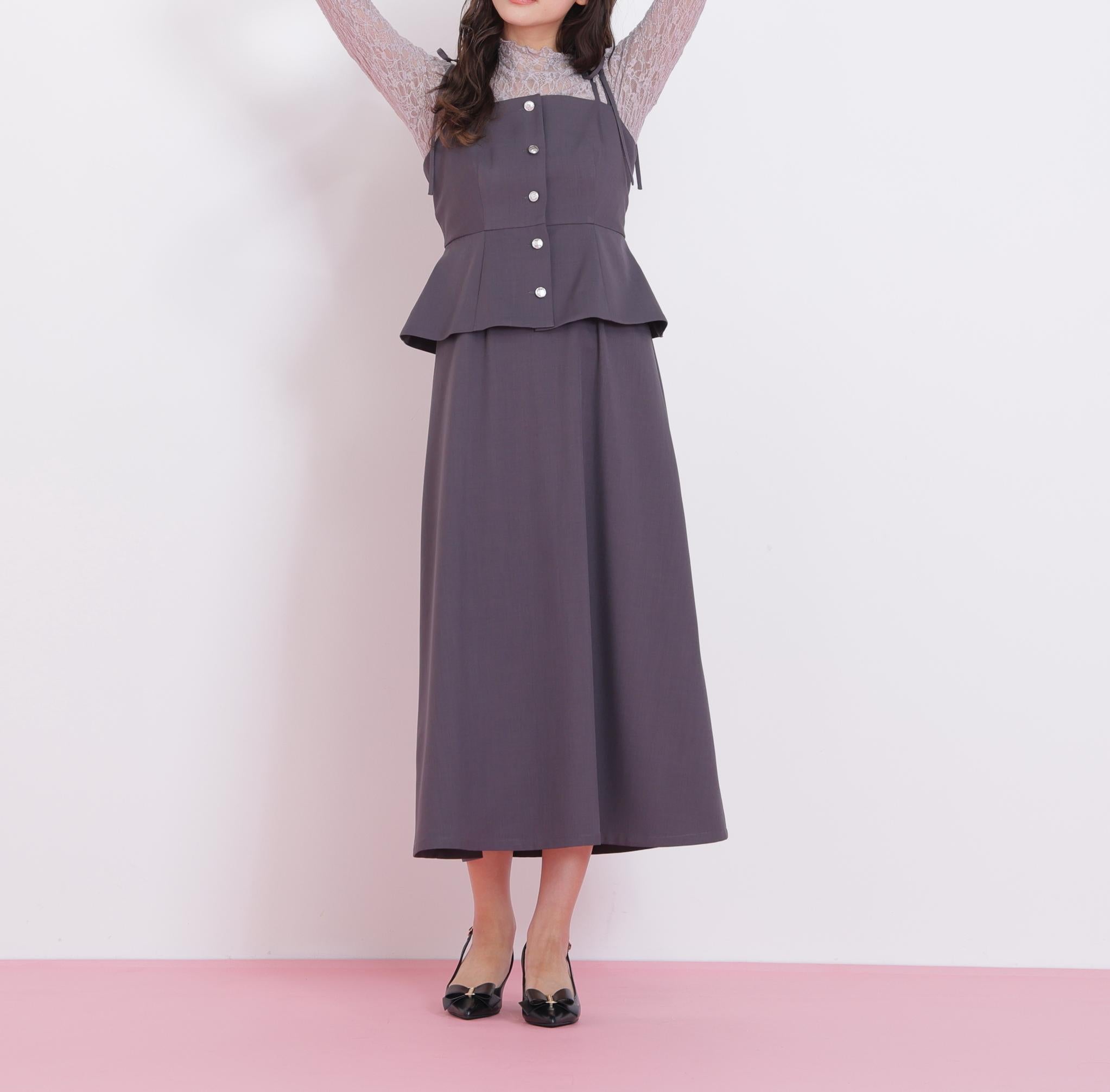肩リボンジャンスカ チャコール1
