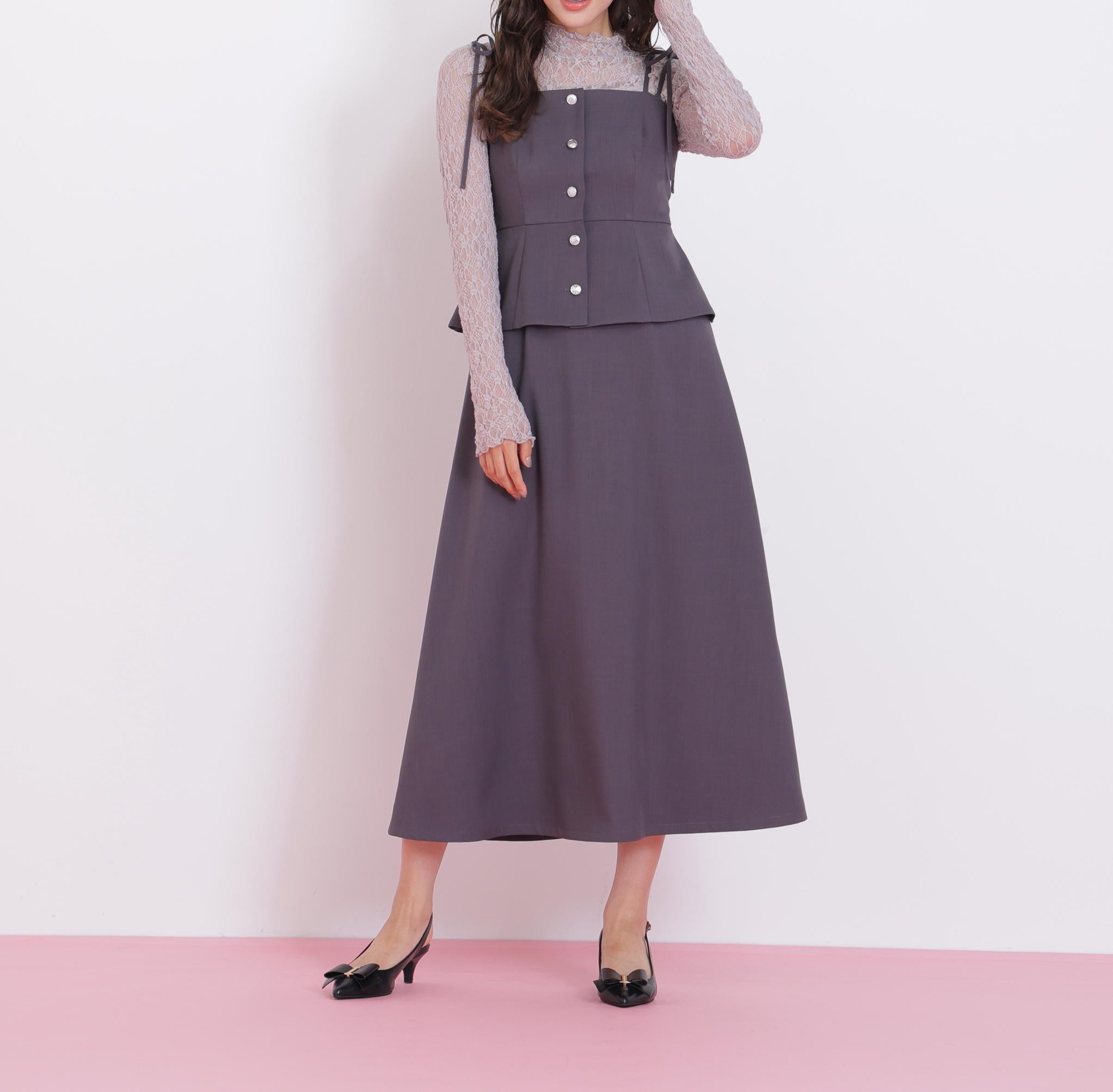 肩リボンジャンスカ チャコール1