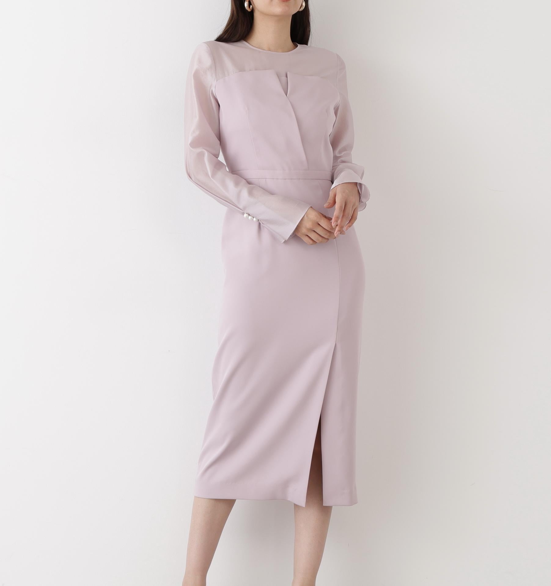◆パールスリーブドッキングワンピース ライラック2