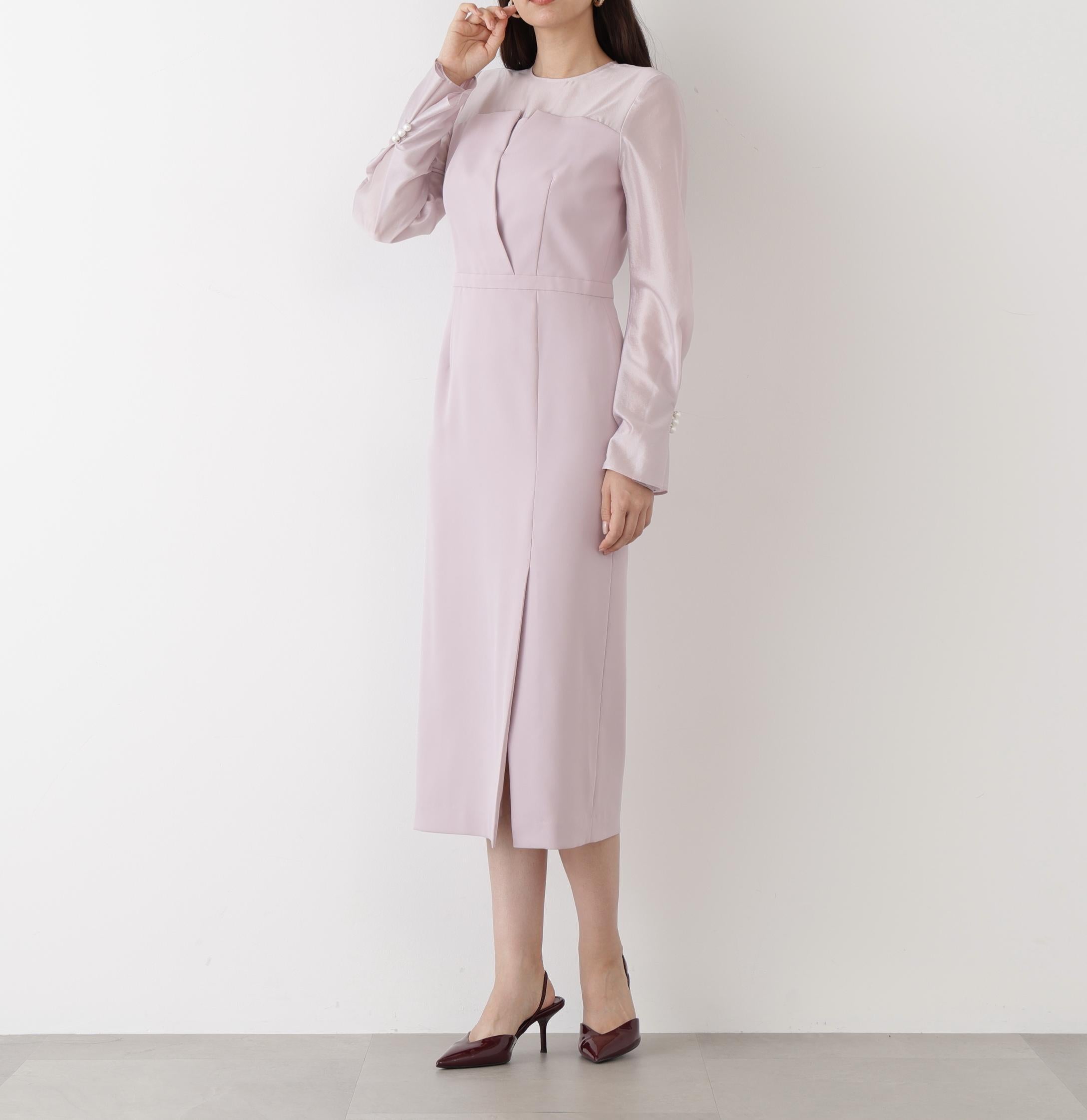 ◆パールスリーブドッキングワンピース ライラック2